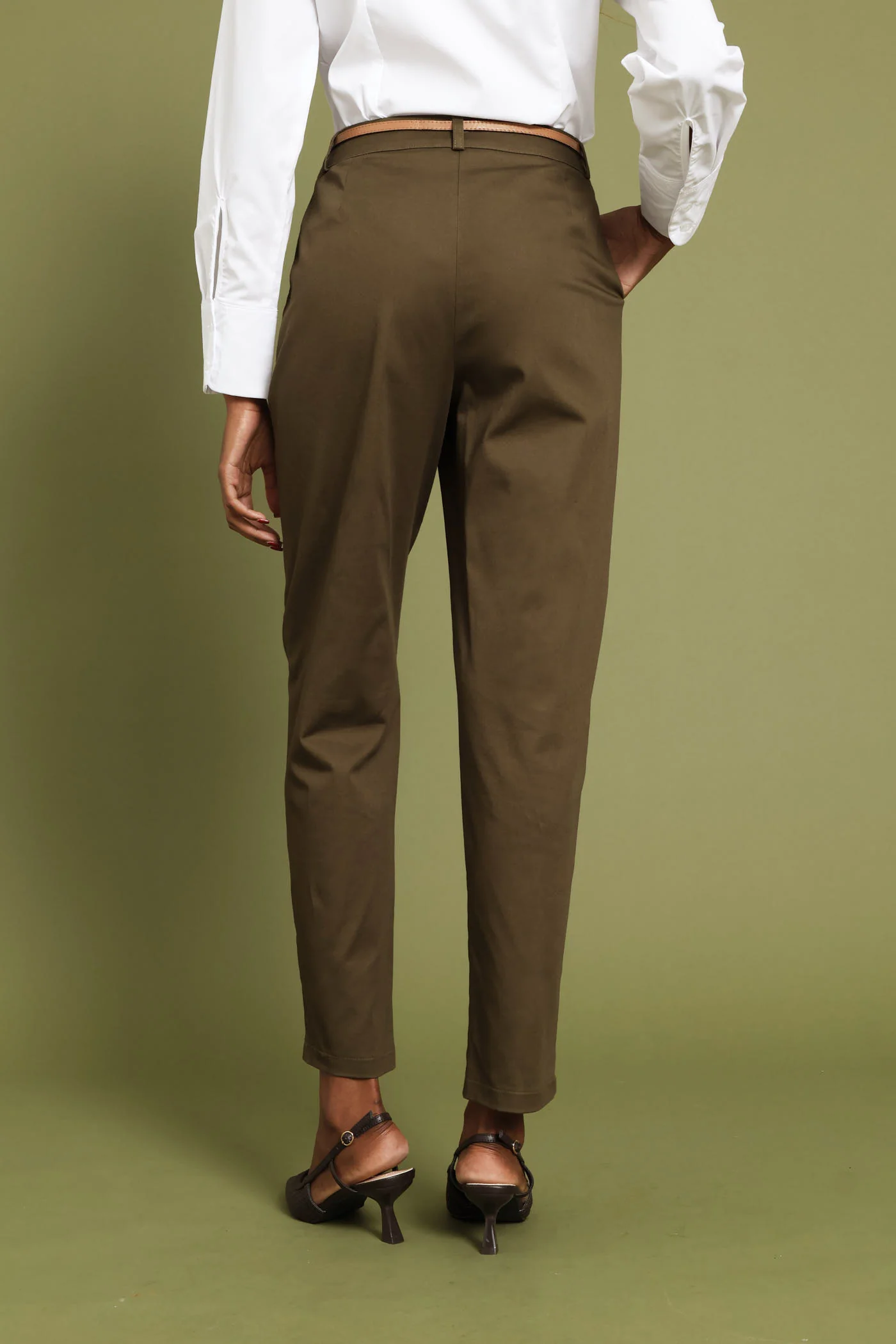 Chino Belted Pant - Olive - Image 4