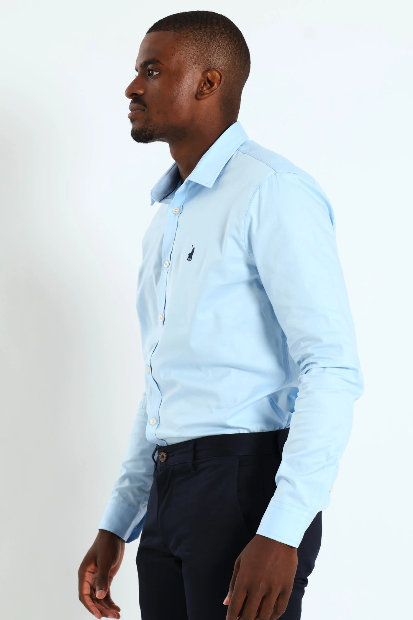 Christian Long Sleeve Slim Fit Strtch Shirt - Light Blue - Image 3