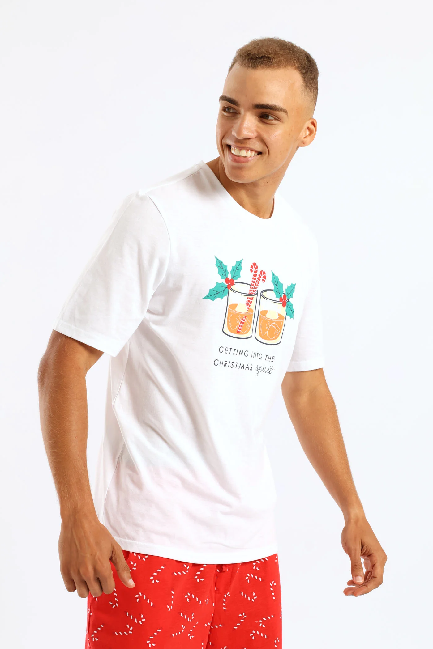 Christmas Print Knit Tee - White - Image 3