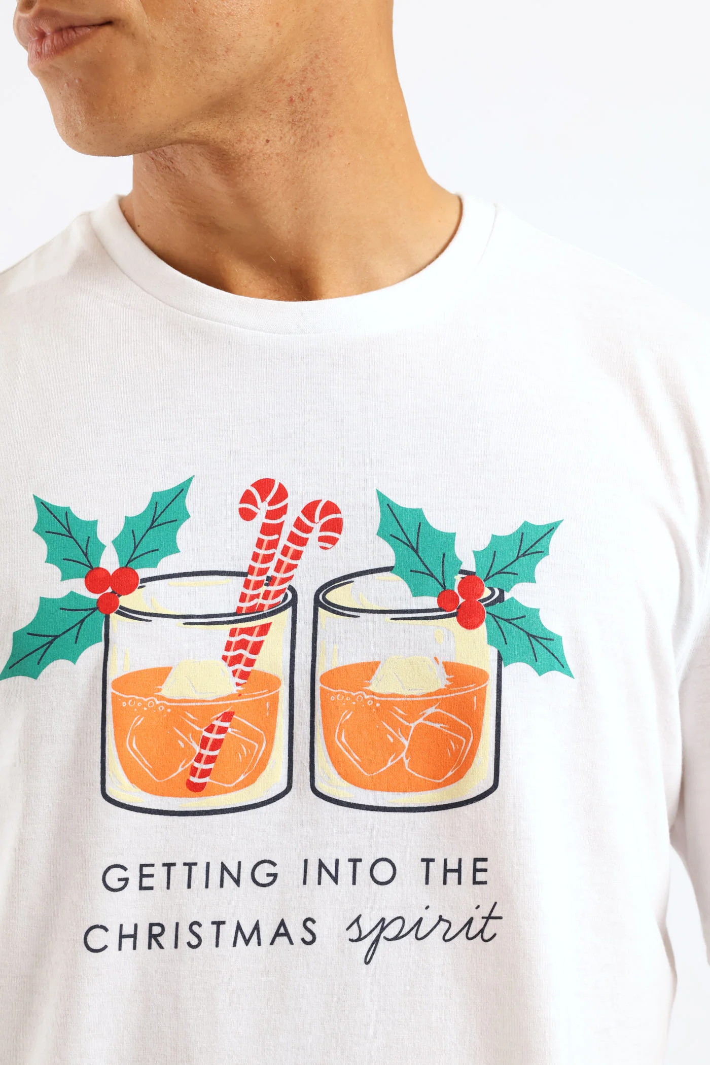 Christmas Print Knit Tee - White - Image 5