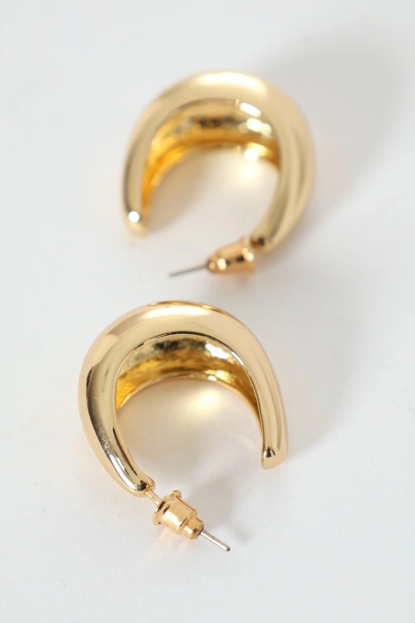 Chubby Hoop Earrings - Gold - Image 2