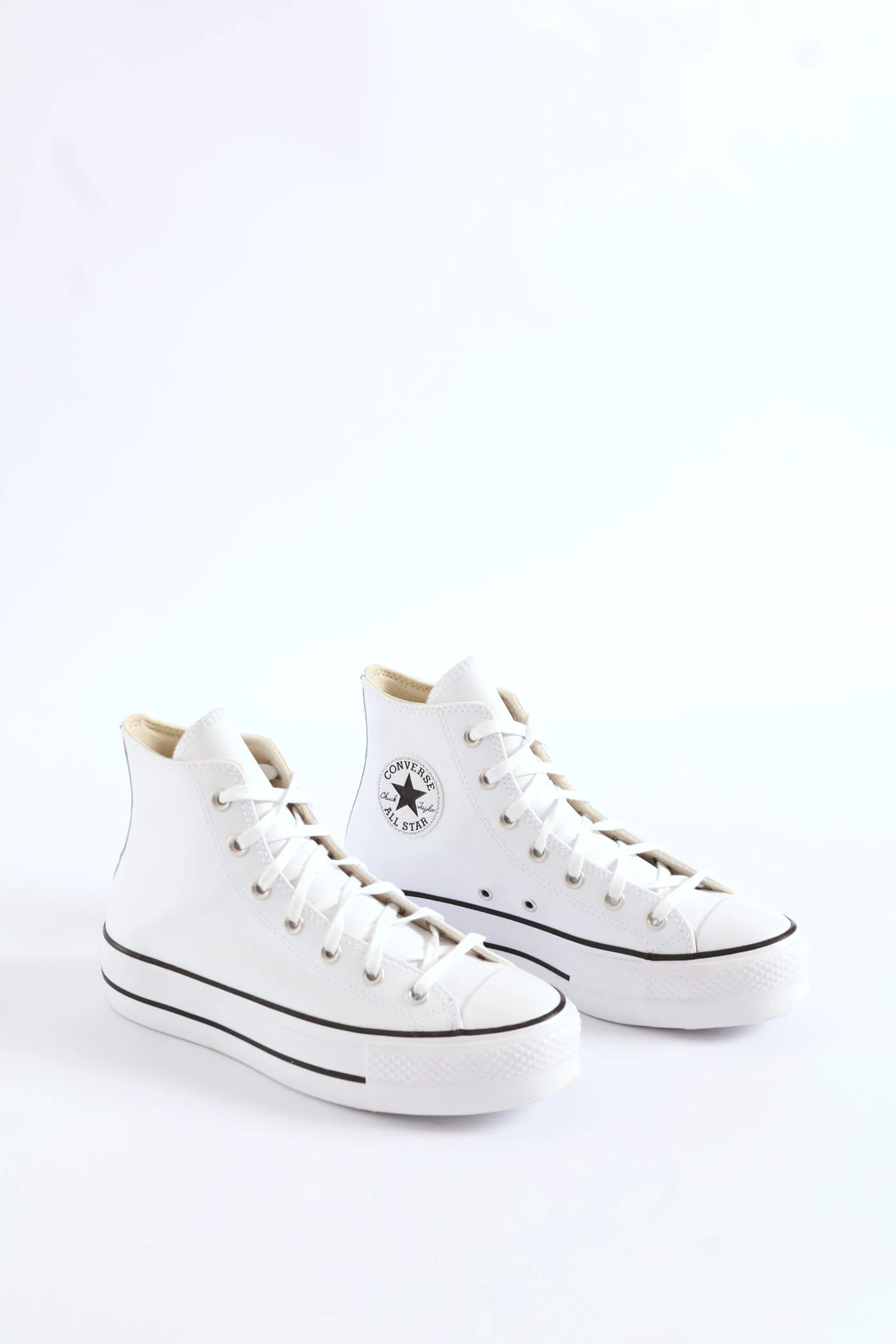 Chuck Taylor All Star Platform Leather Hitop Sneaker - White/Black - Image 2