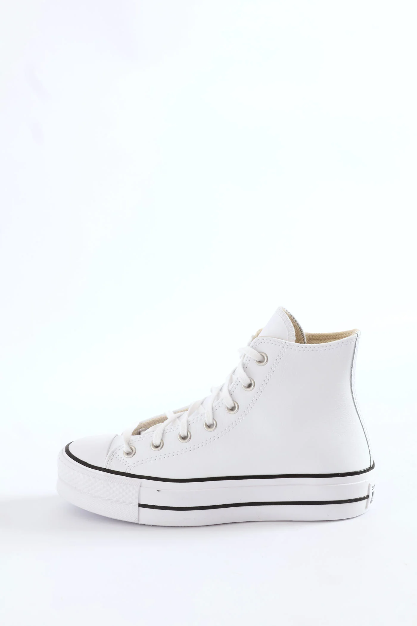 Chuck Taylor All Star Platform Leather Hitop Sneaker - White/Black - Image 4