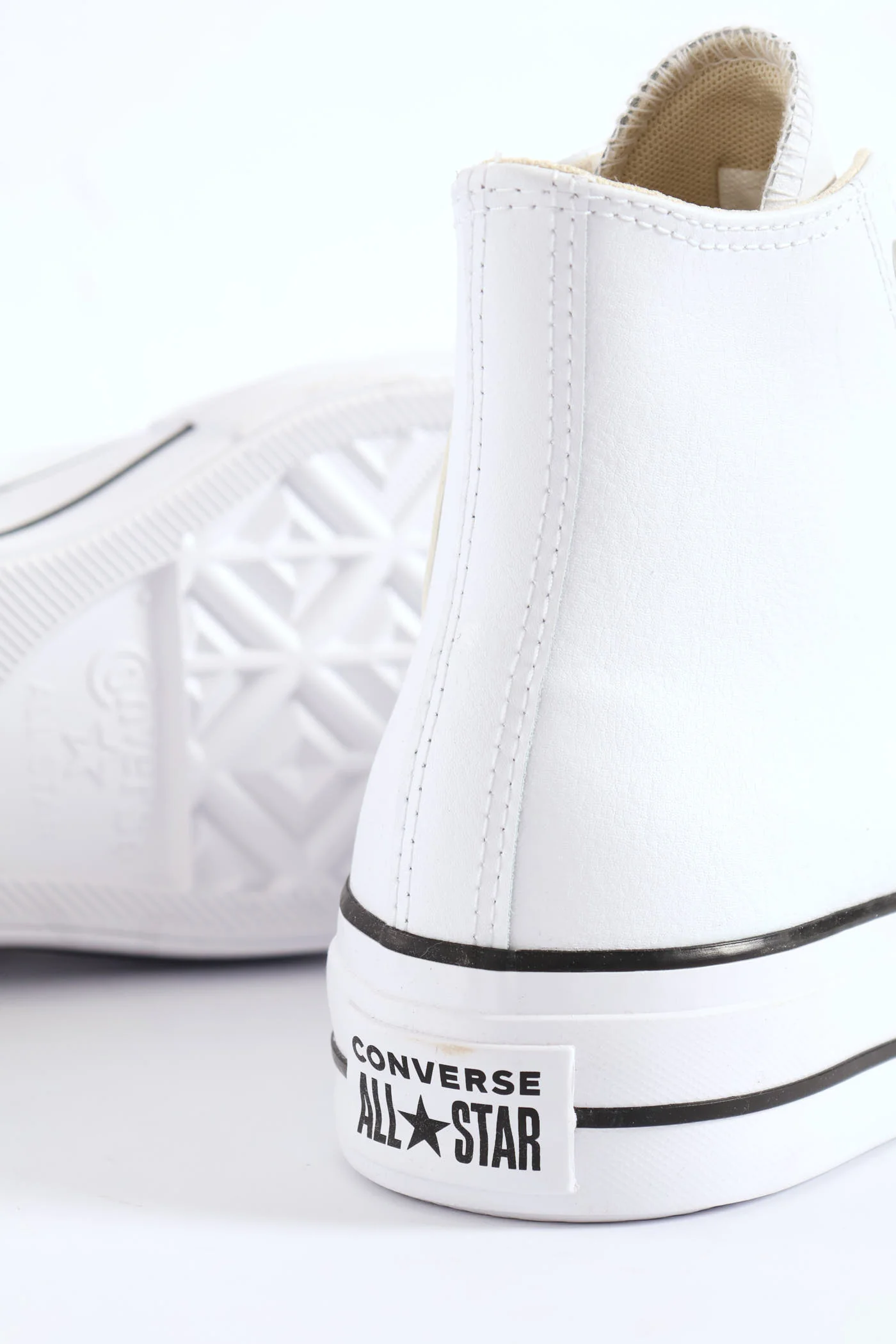 Chuck Taylor All Star Platform Leather Hitop Sneaker - White/Black - Image 5