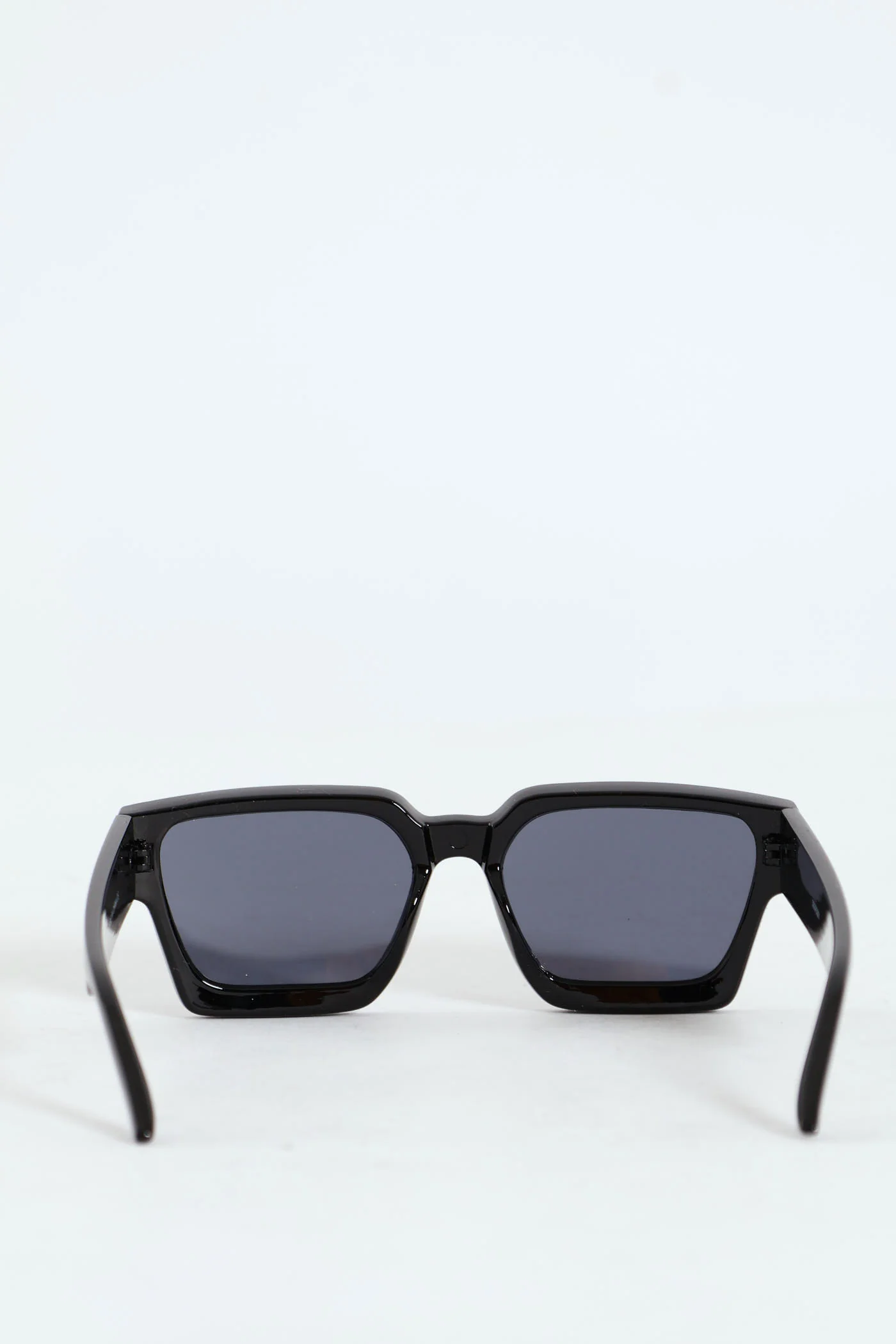 Chunky Angular Wayfarer Sunglasses - Black - Image 3