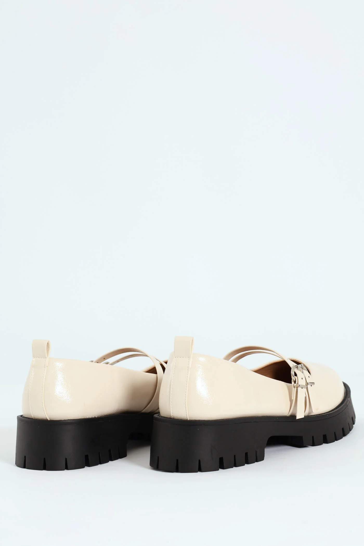Chunky Double Strap Patent Mary Jane Loafer - Cream - Image 5