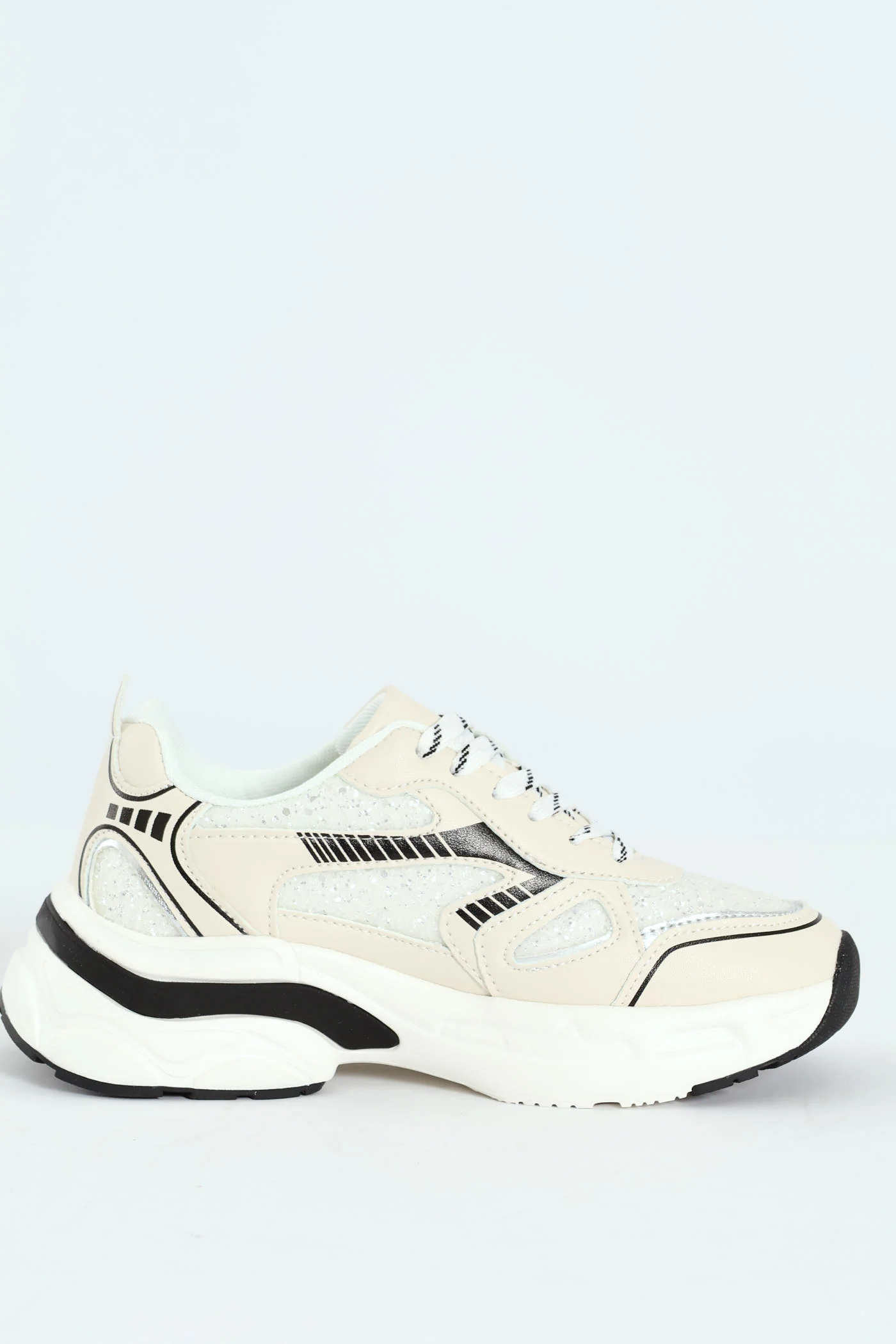 Chunky Glitter Sneaker - White - Image 5