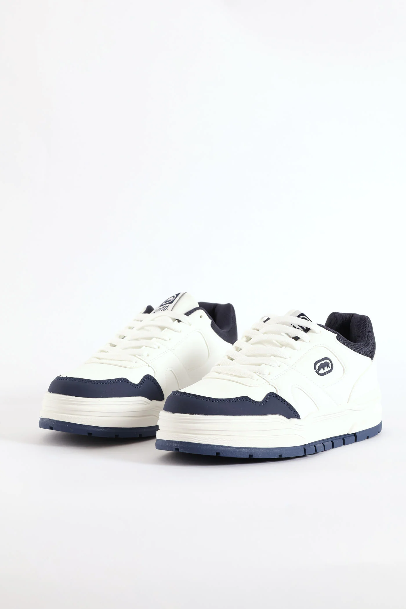 Chunky Lace Up Sneaker - White/Navy - Image 3