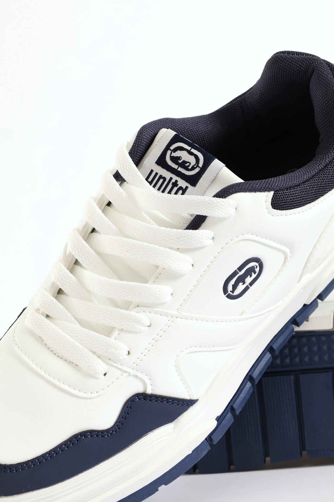 Chunky Lace Up Sneaker - White/Navy - Image 6