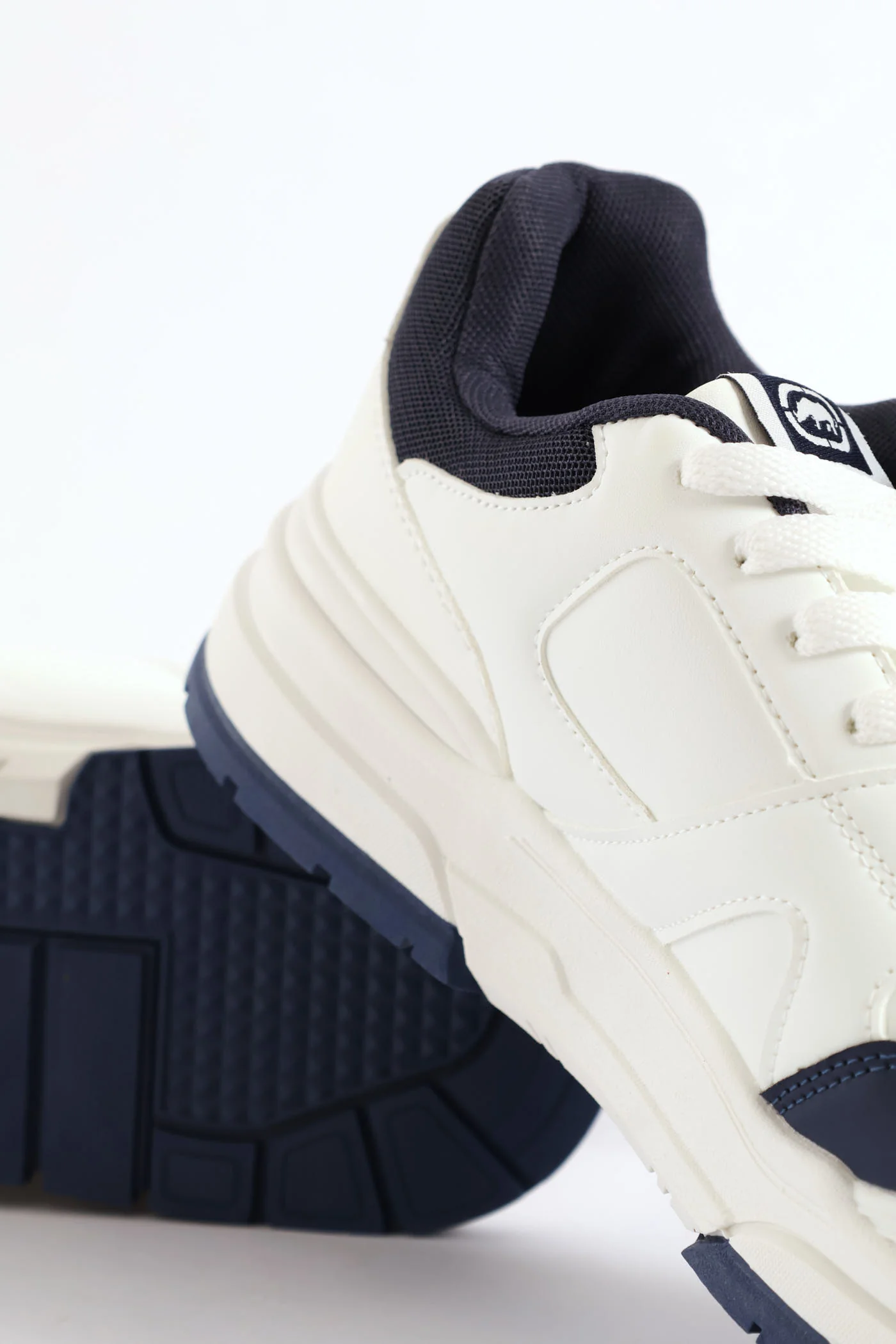 Chunky Lace Up Sneaker - White/Navy - Image 7