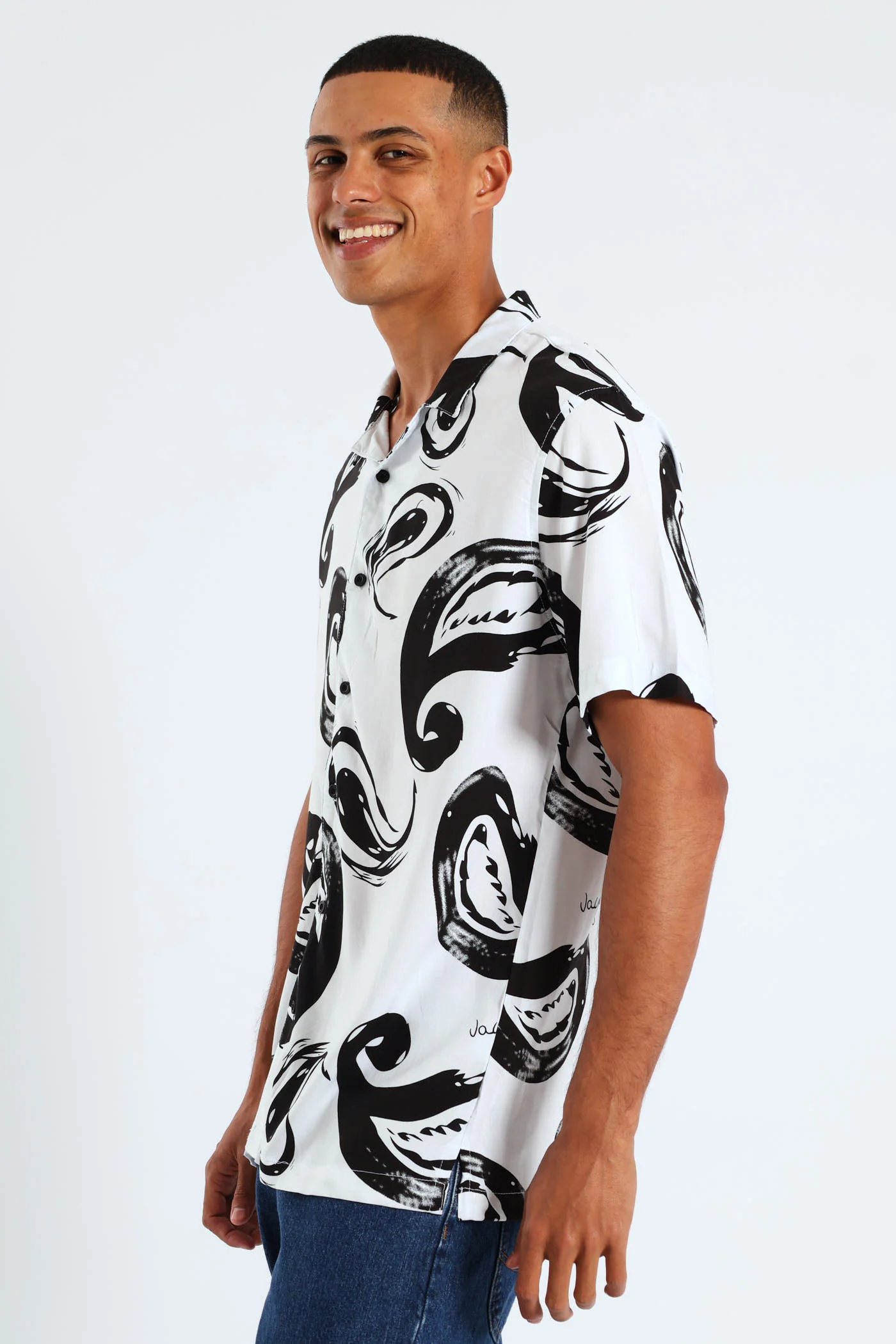 Circual Print Viscose Shirt - Ecru - Image 3