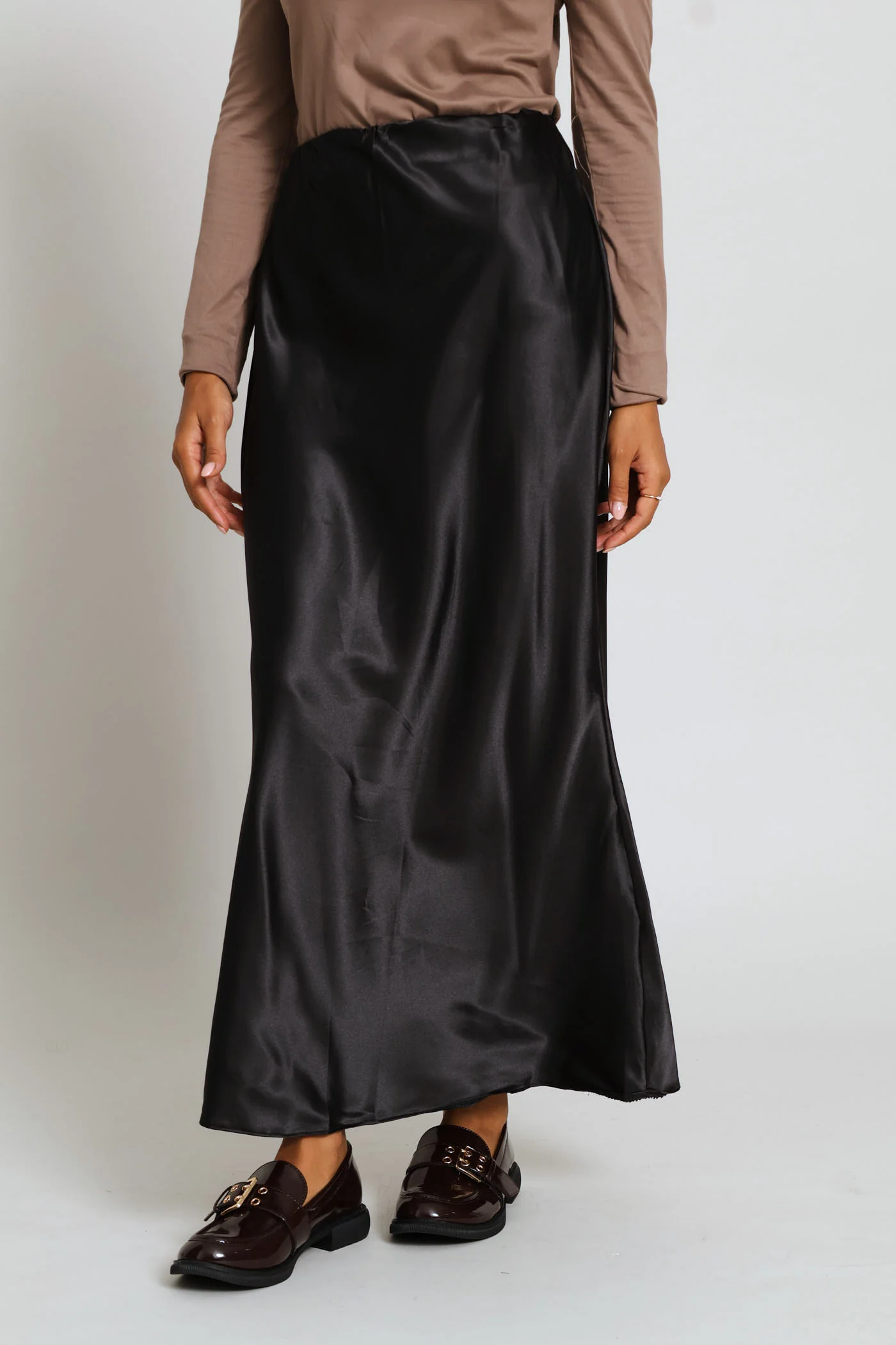 Classic Bias Cut Midi Skirt - Black - Image 2