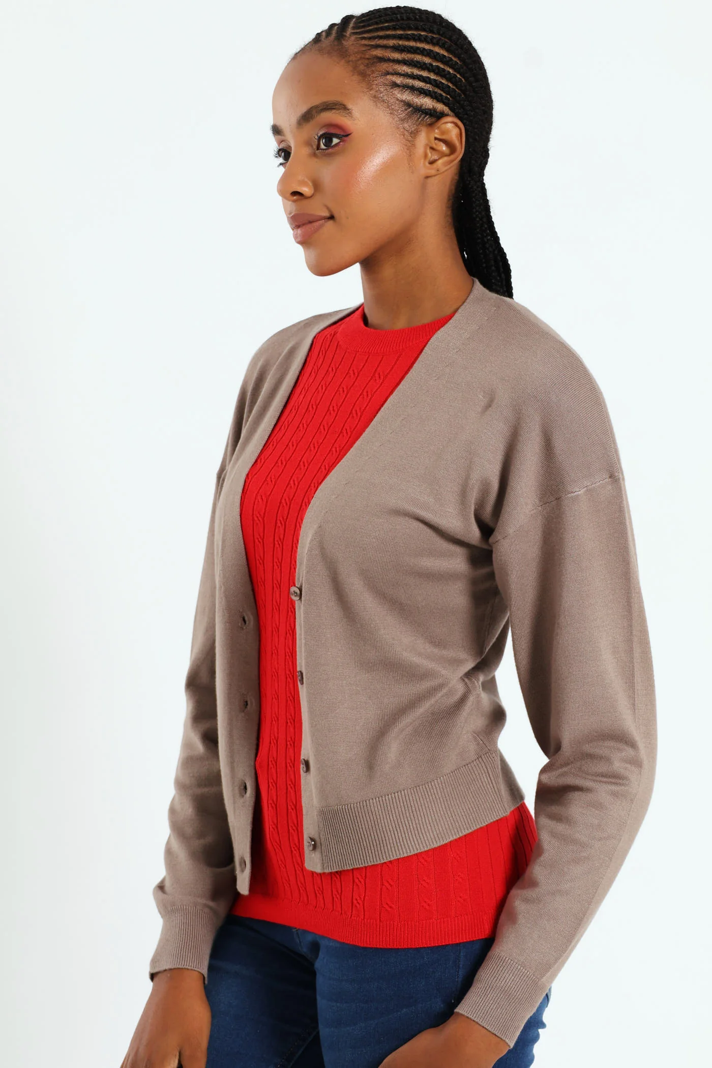 Classic Cardigan - Taupe - Image 2