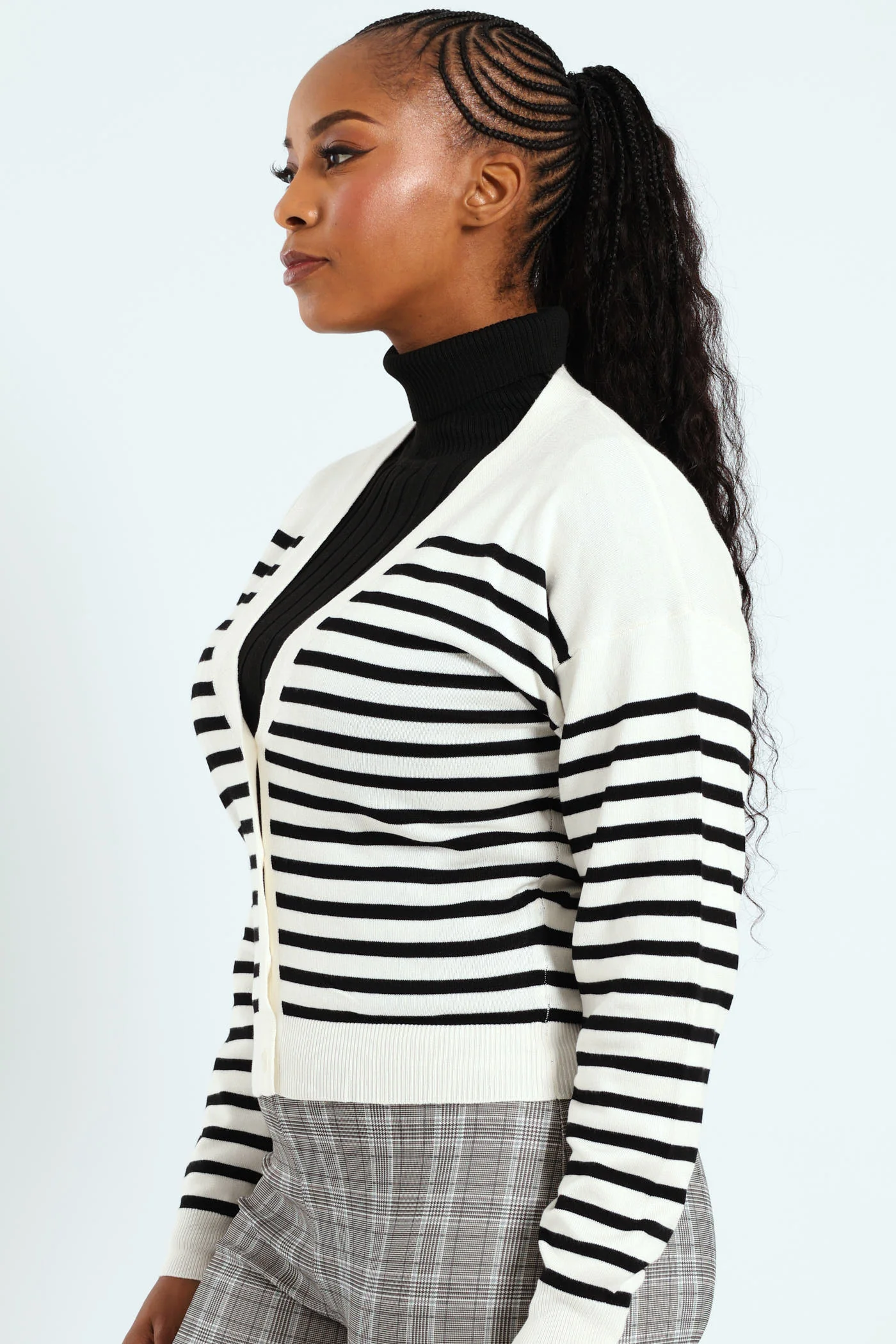 Classic Cardigan - Black/Cream - Image 3