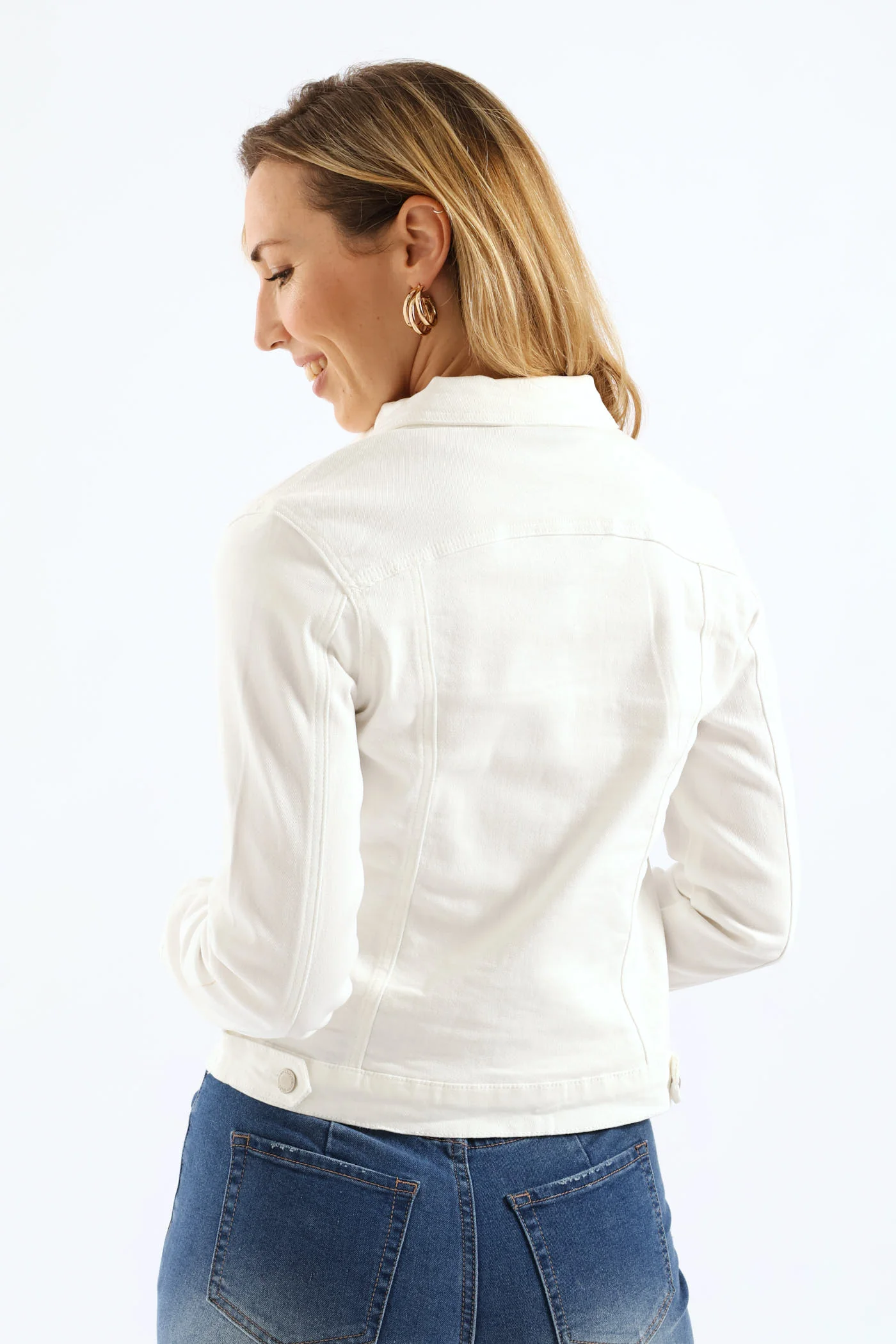 Classic Denim Trucker Jacket - White - Image 5