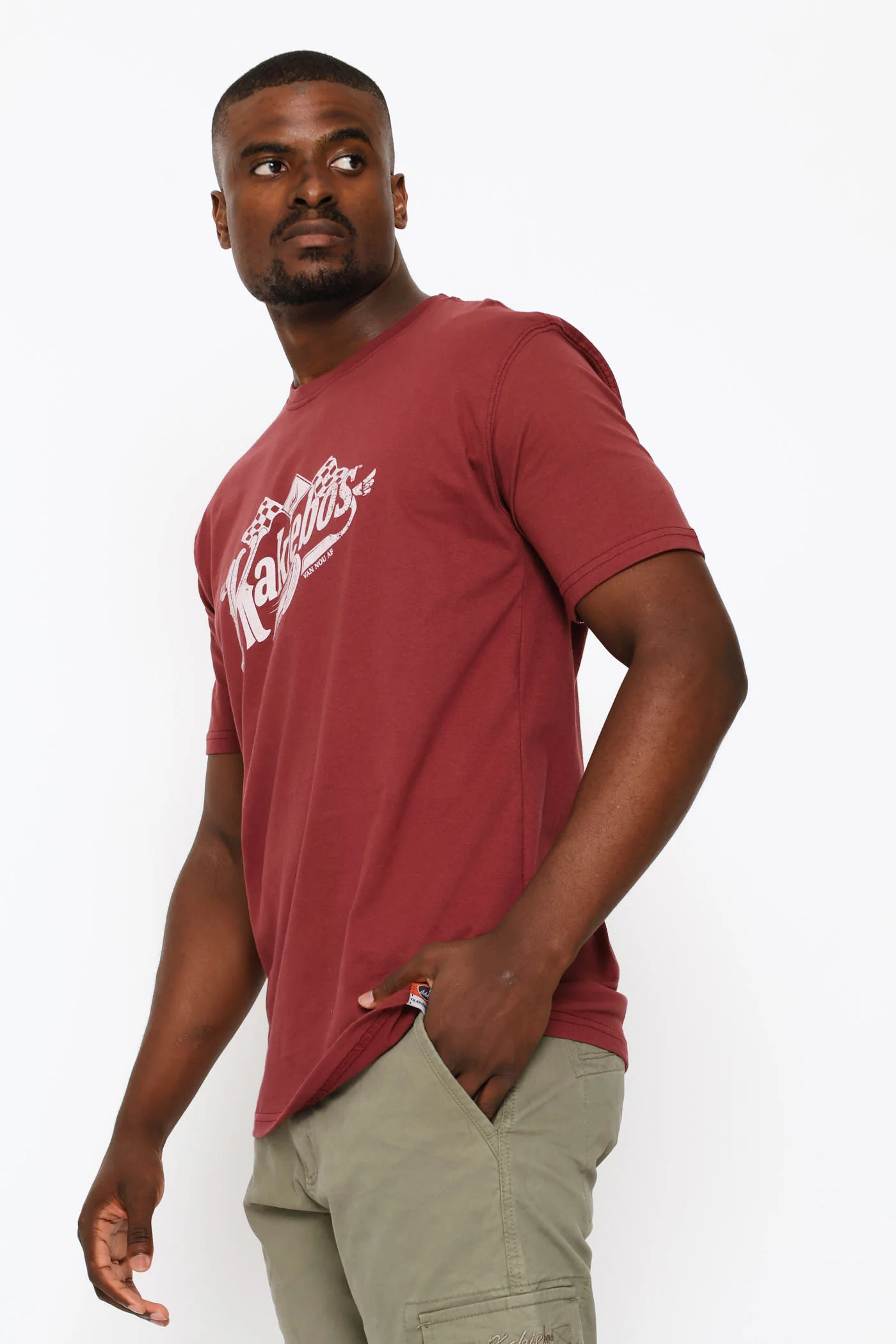 Classic Fit Distressed Logo Tee - Oxblood - Image 3