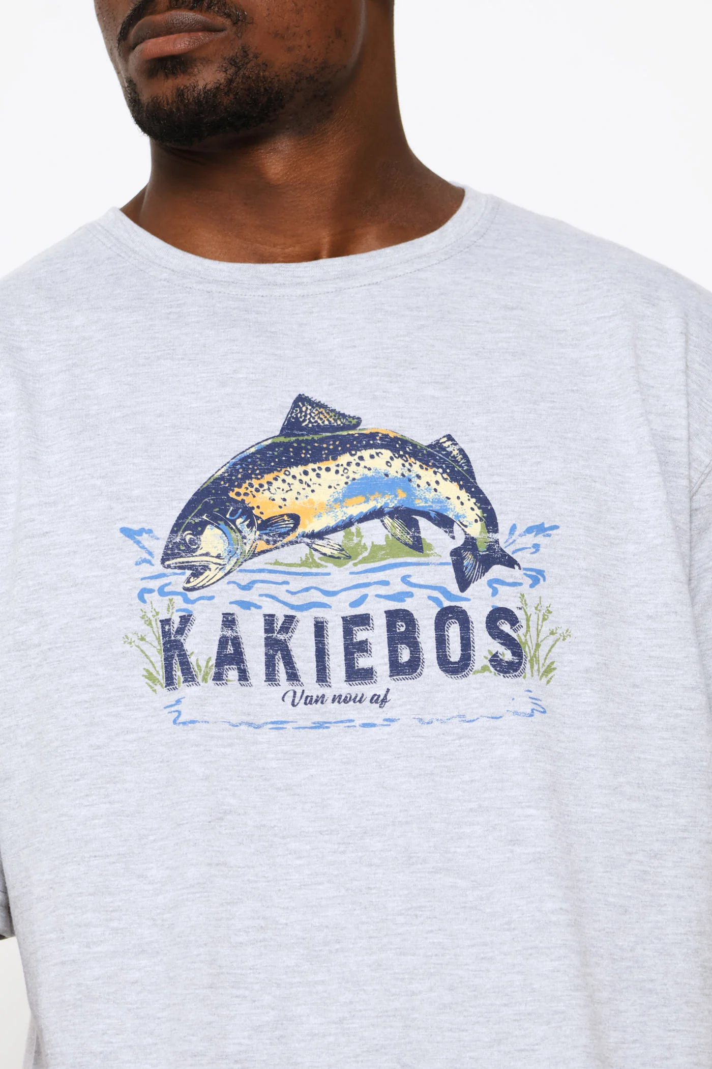 Classic Fit Fish Tee - Grey Melange - Image 2