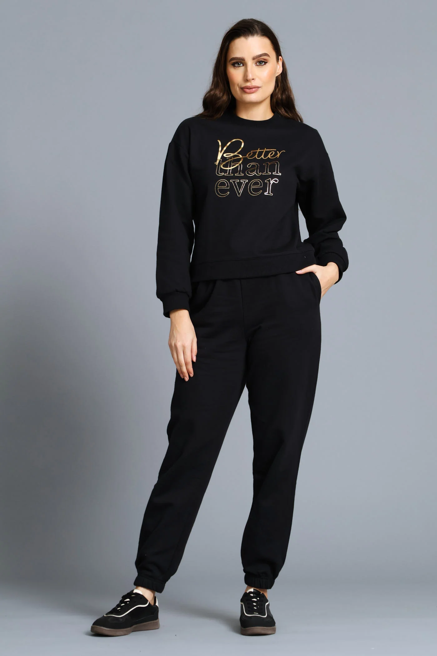 Long Sleeve Screen Print Pullover - Black/Black - Image 5