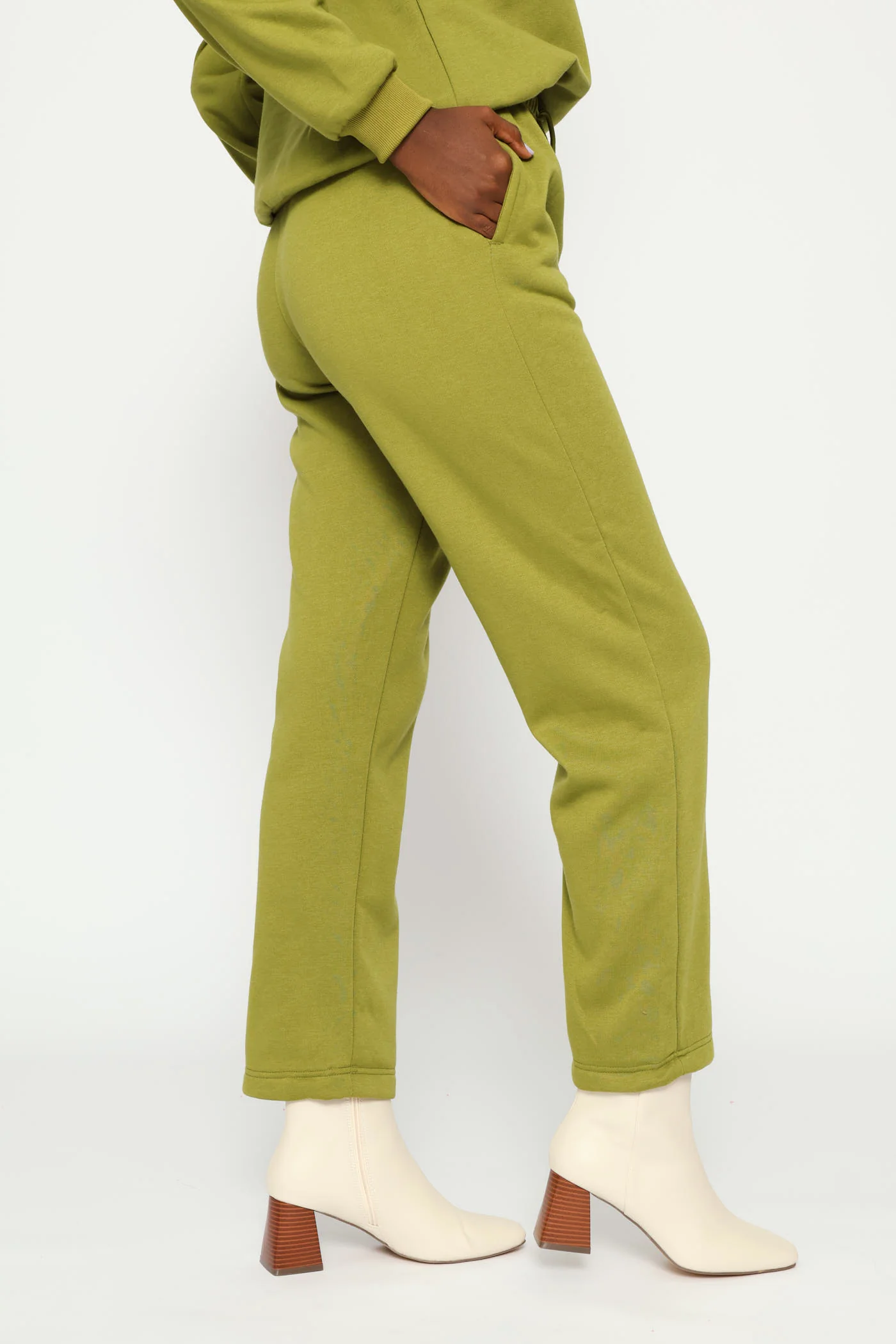 Classic Fleece Wide Leg Pant - Chartreuse - Image 3