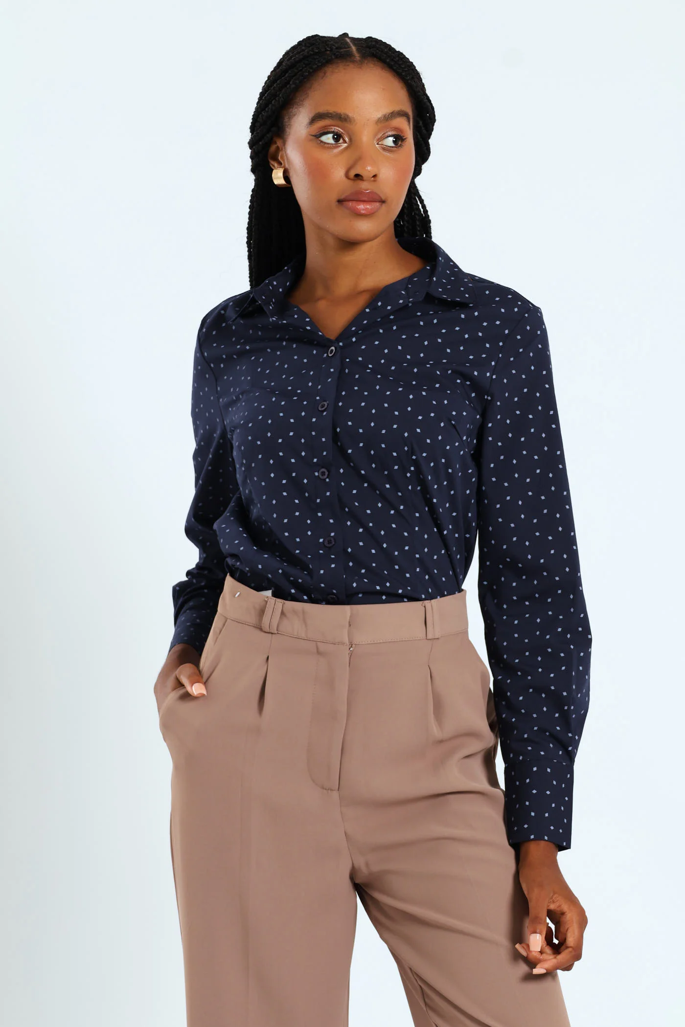 Classic Formal Geo Shirt - Navy/Blue - Image 2