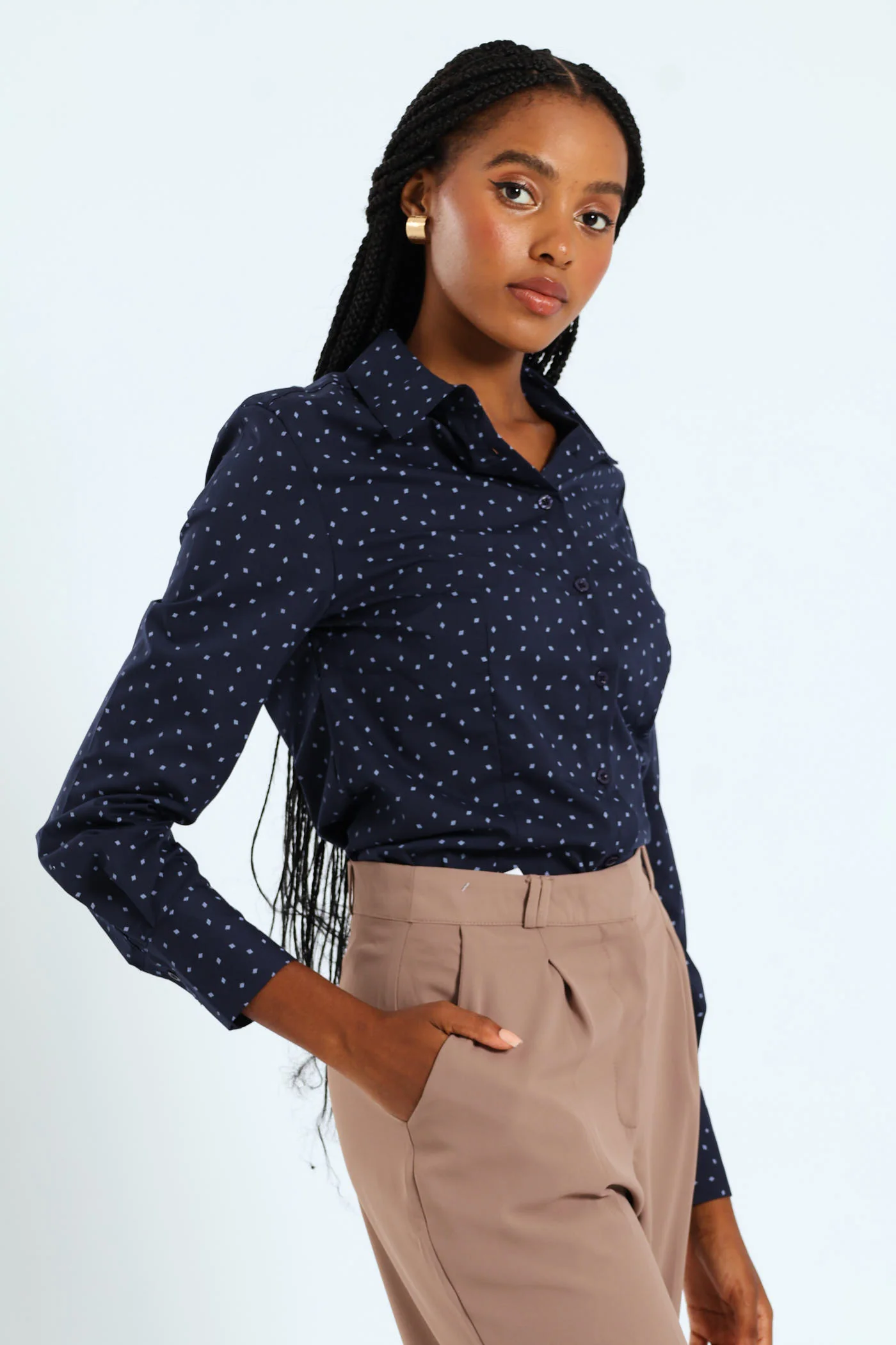 Classic Formal Geo Shirt - Navy/Blue - Image 3