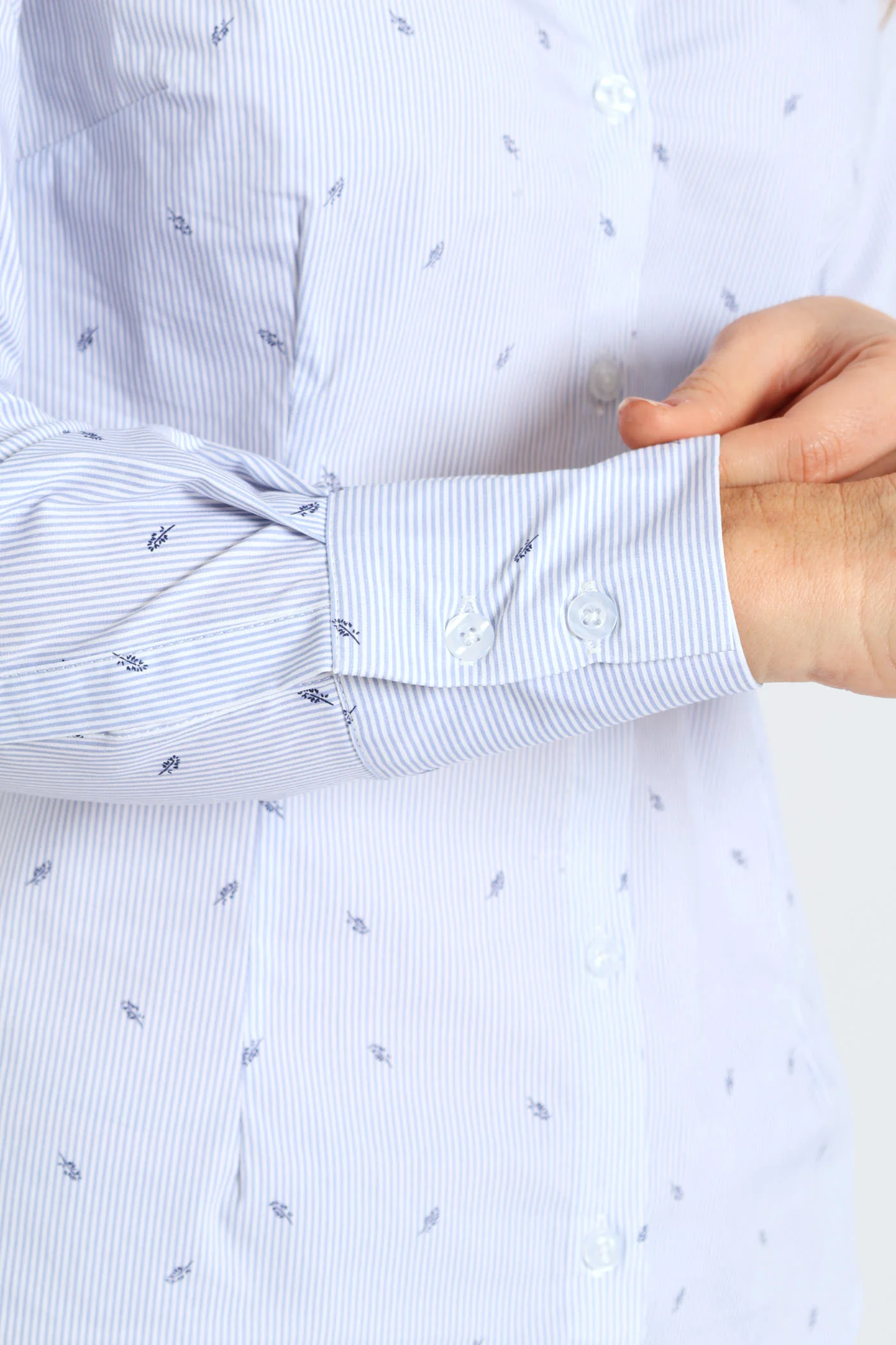 Classic Formal Stripe Geo Shirt - Light Blue - Image 2