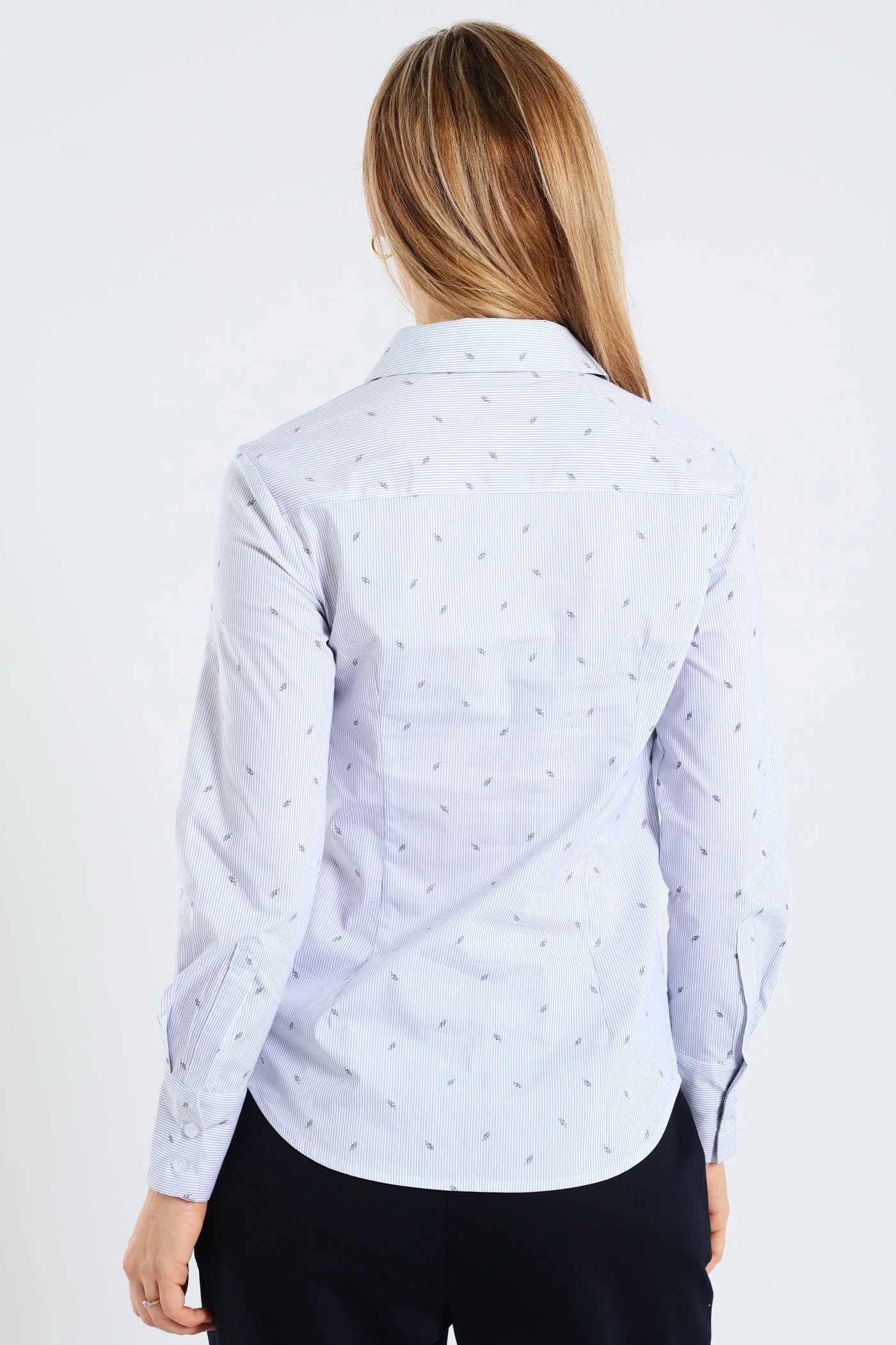 Classic Formal Stripe Geo Shirt - Light Blue - Image 4