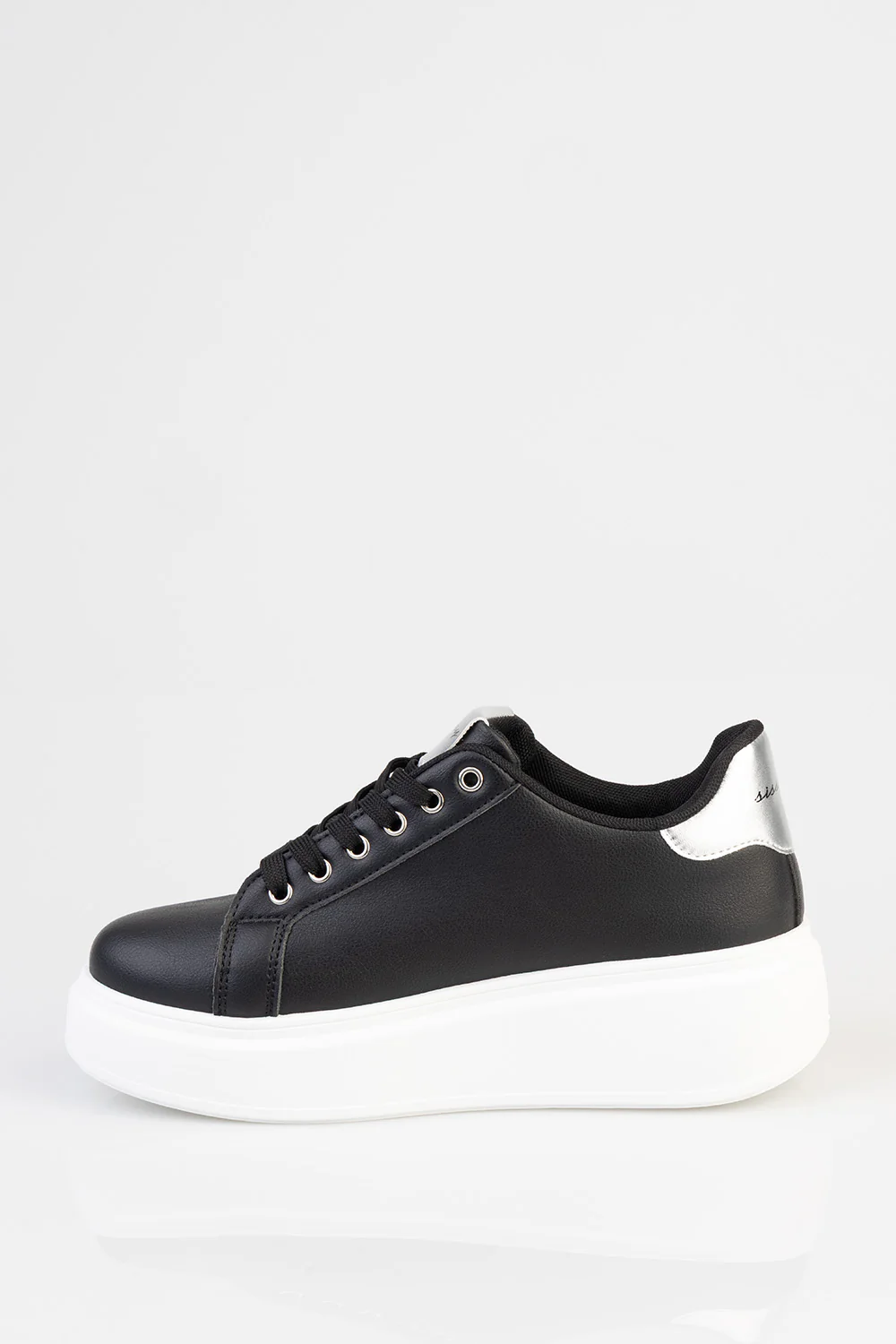 Classic Lace Up Logo Hardward Chunky Sneaker - Black - Image 5