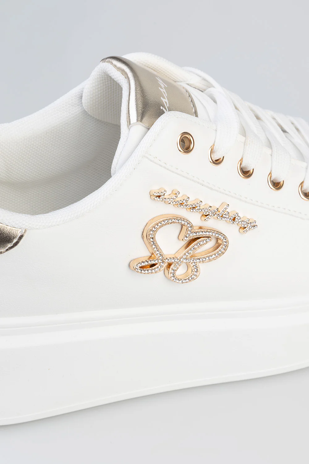Classic Lace Up Logo Hardward Chunky Sneaker - White - Image 2