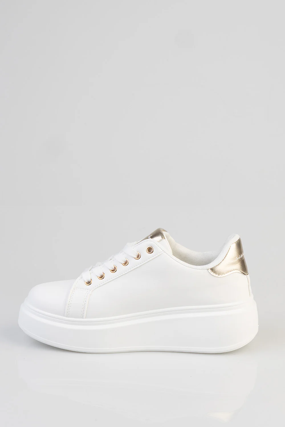 Classic Lace Up Logo Hardward Chunky Sneaker - White - Image 3