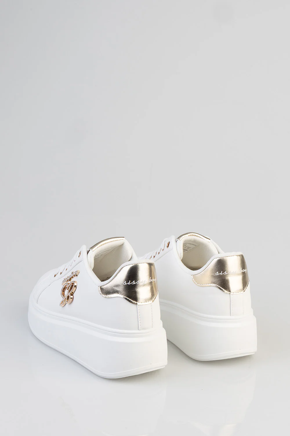 Classic Lace Up Logo Hardward Chunky Sneaker - White - Image 5