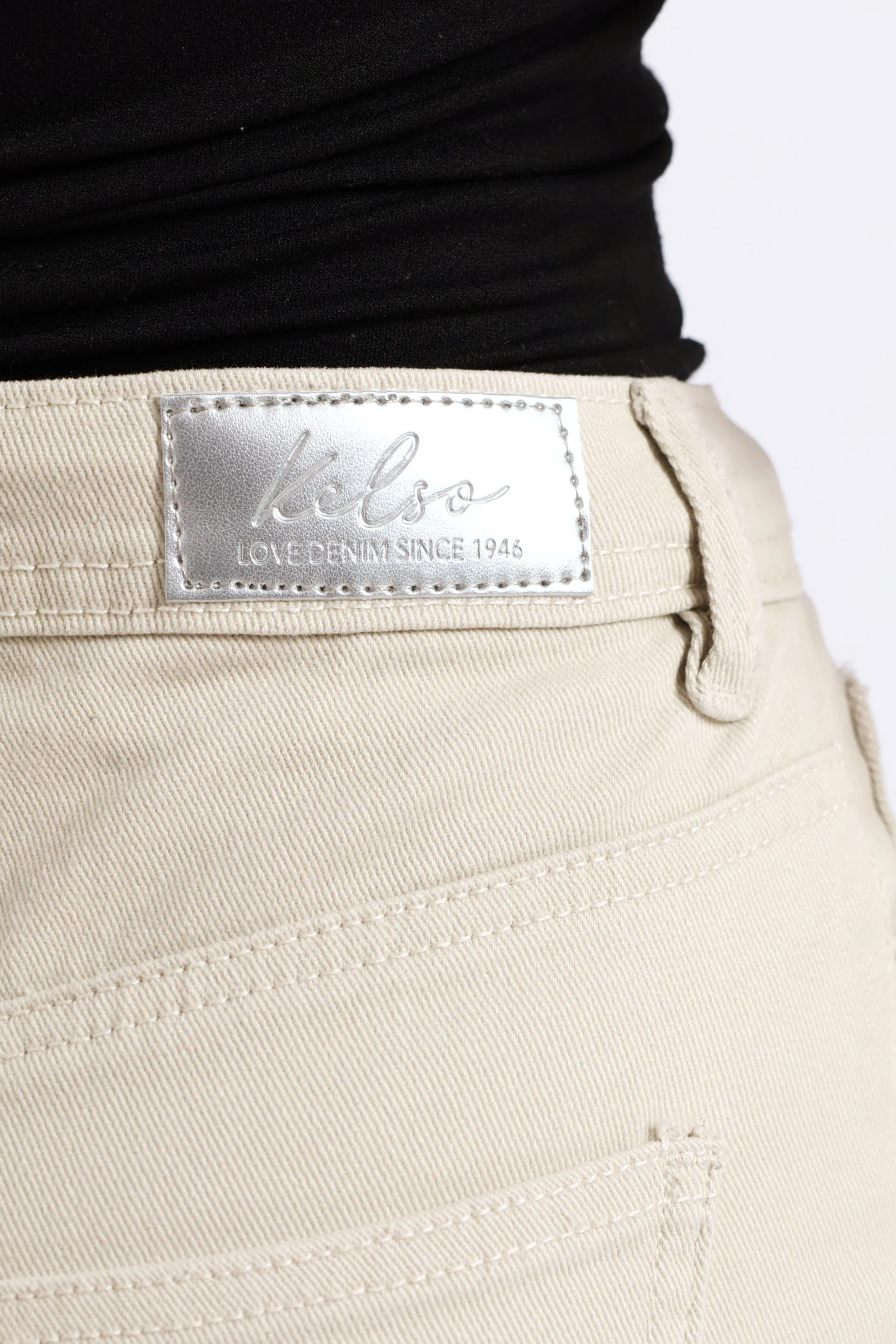 Classic Roll Hem Bermuda Denim Short - Stone - Image 4