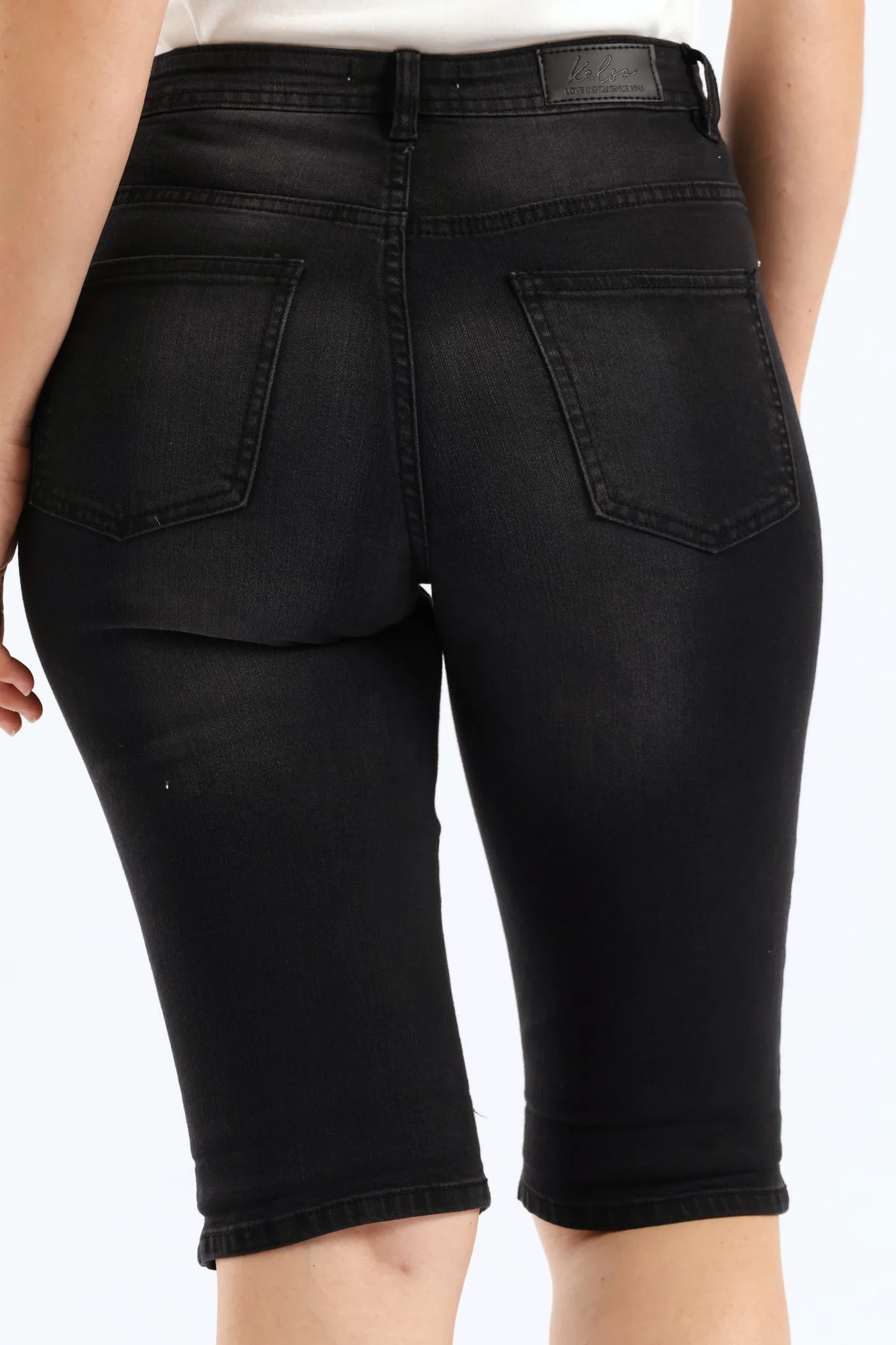 Classic Roll Hem Bermuda Supersoft Denim Short - Black - Image 3