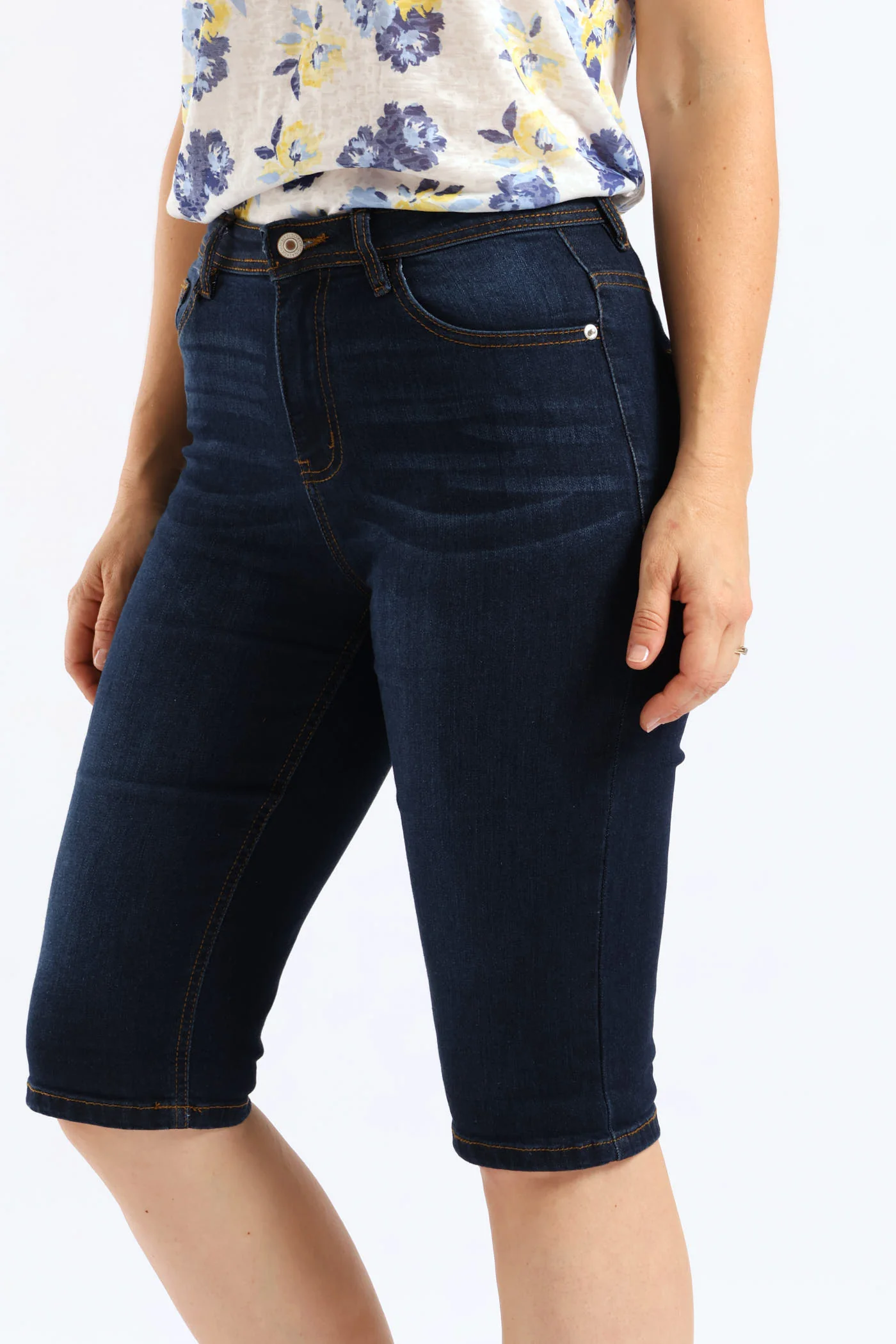 Classic Roll Hem Bermuda Supersoft Denim Short - Ink - Image 2