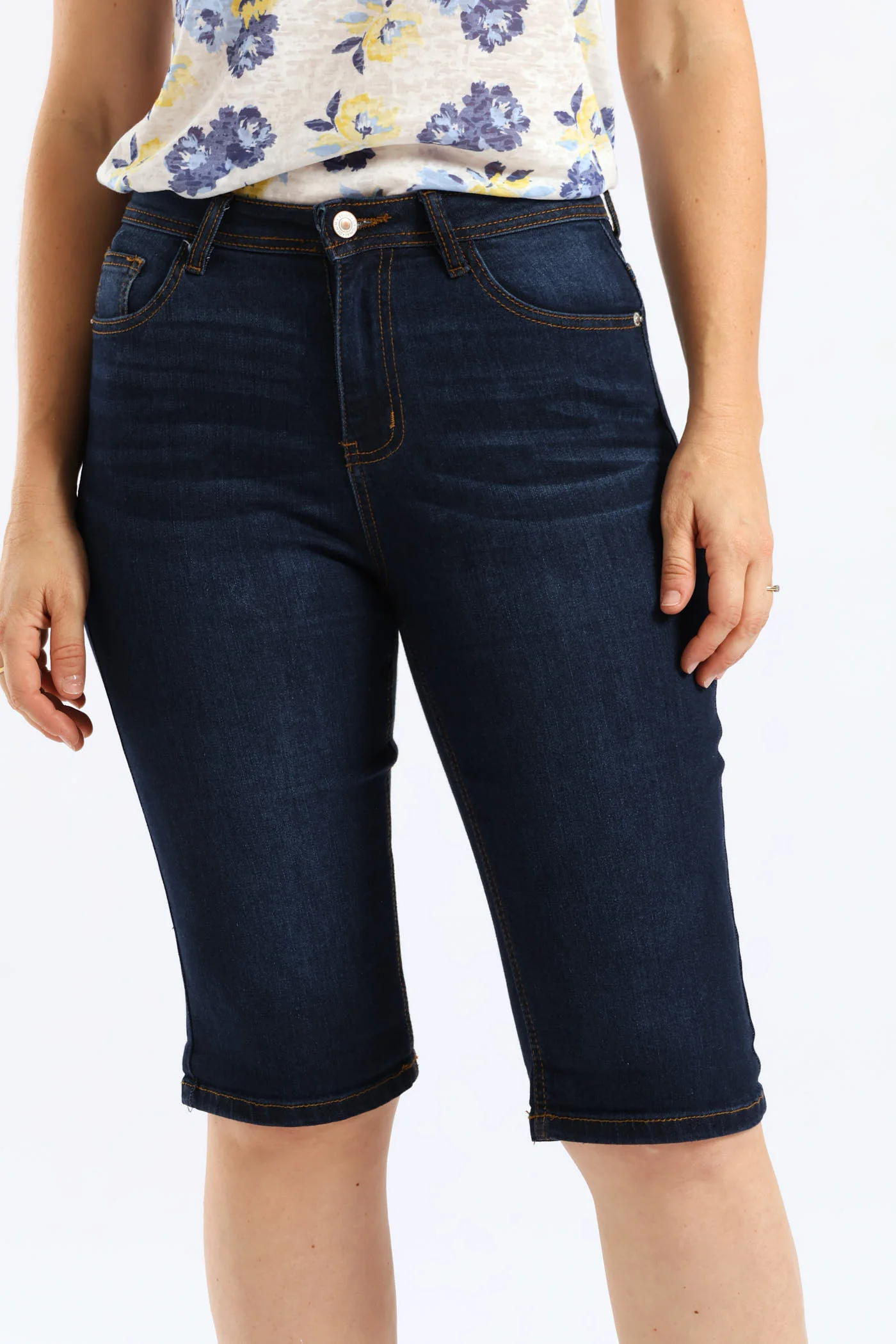 Classic Roll Hem Bermuda Supersoft Denim Short - Ink - Image 4