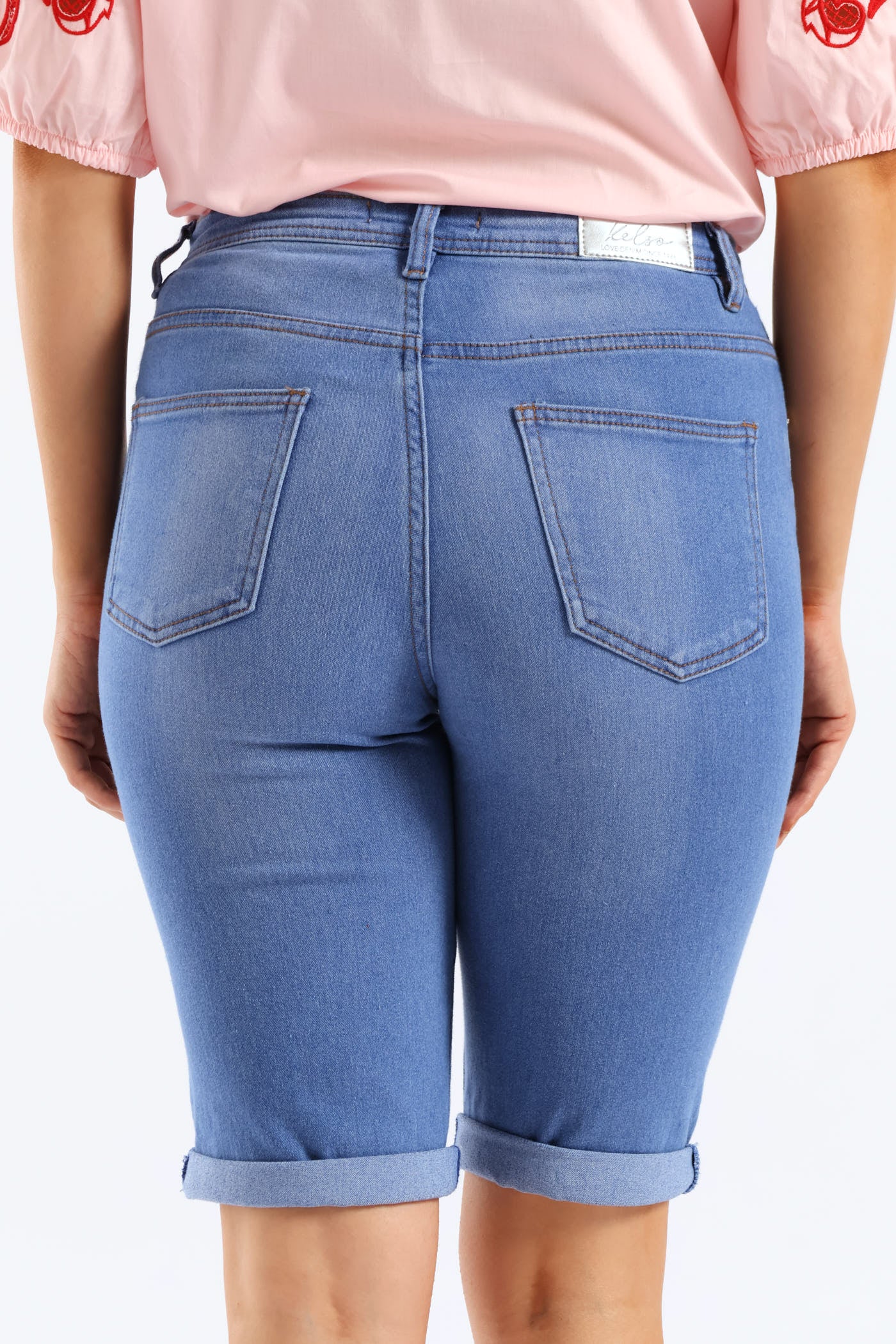 Classic Roll Hem Bermuda Supersoft Denim Short - Light Periwinkle - Image 3