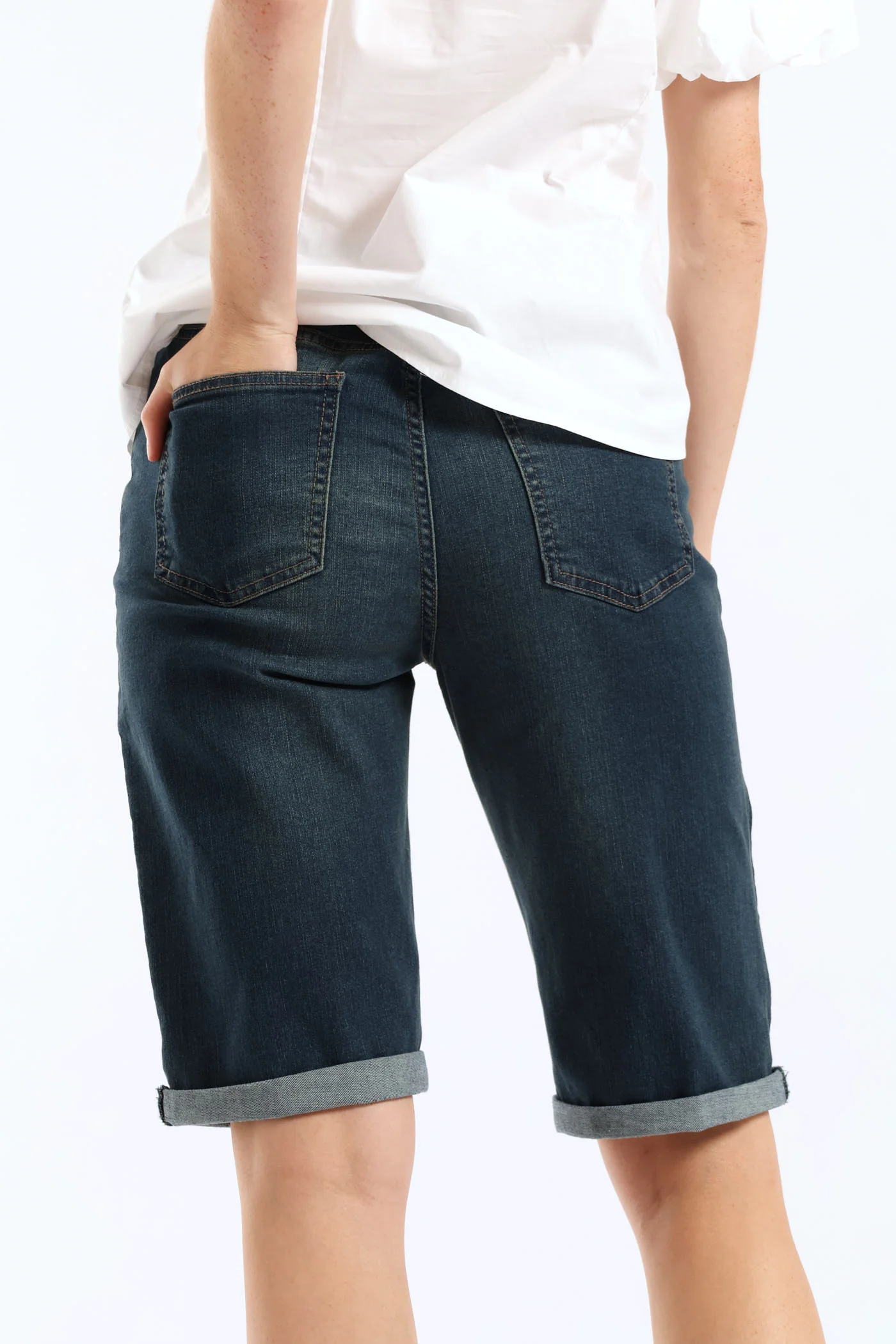 Classic Roll Hem Bermuda Supersoft Denim Short - Tea Stain - Image 5