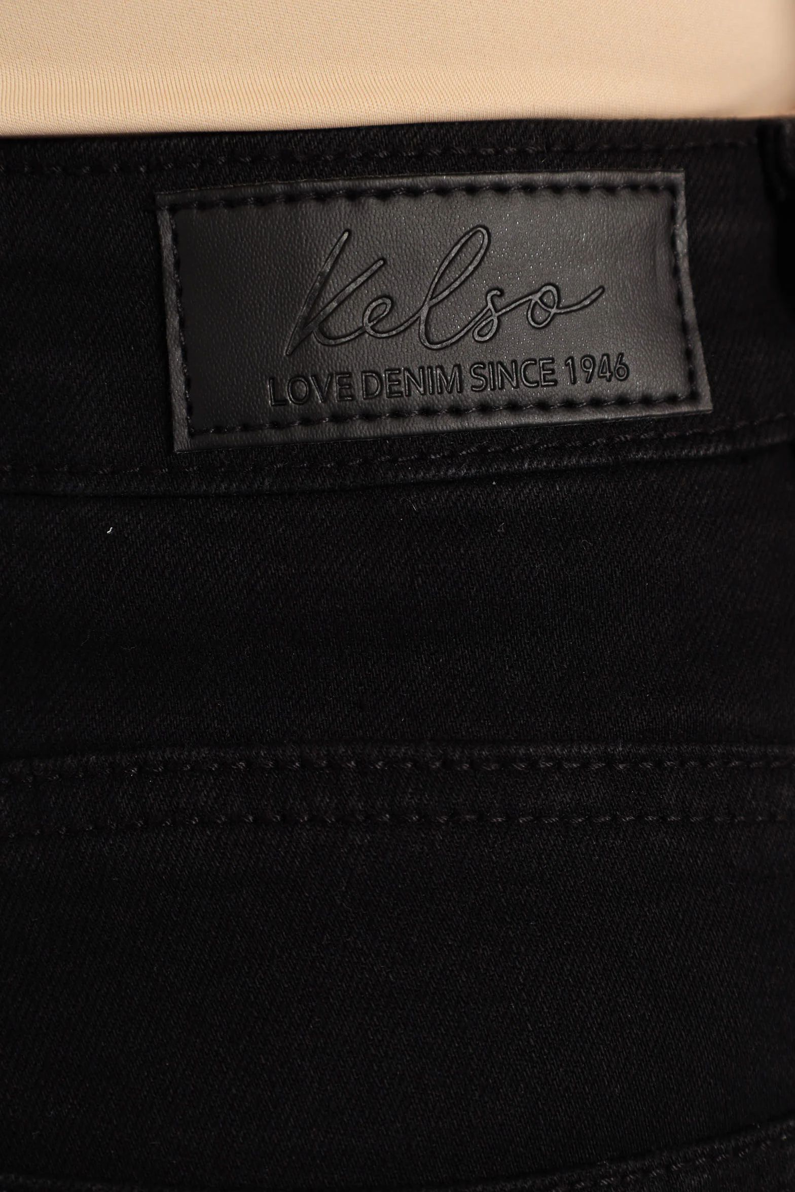 Classic Roll Hem Mid Thigh Supersoft Denim Short - Black - Image 5