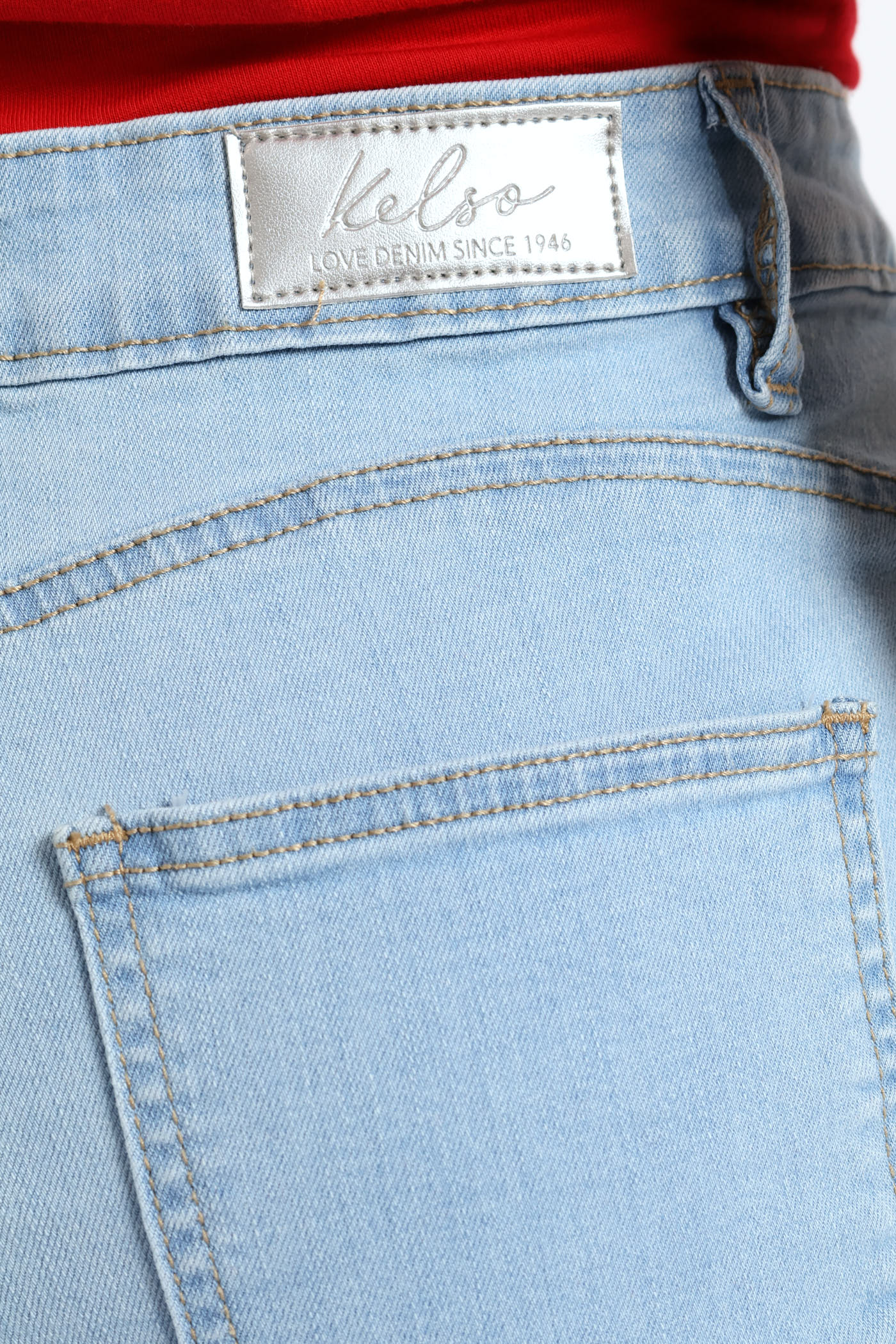 Classic Roll Hem Mid Thigh Supersoft Denim Short - Bleach - Image 3
