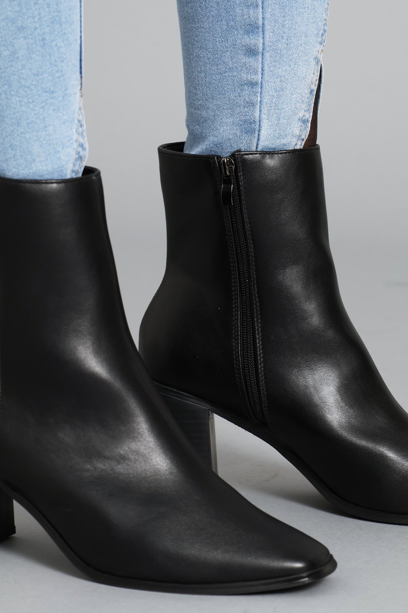 Classic Square Toe Ankle Boot - Black - Image 2