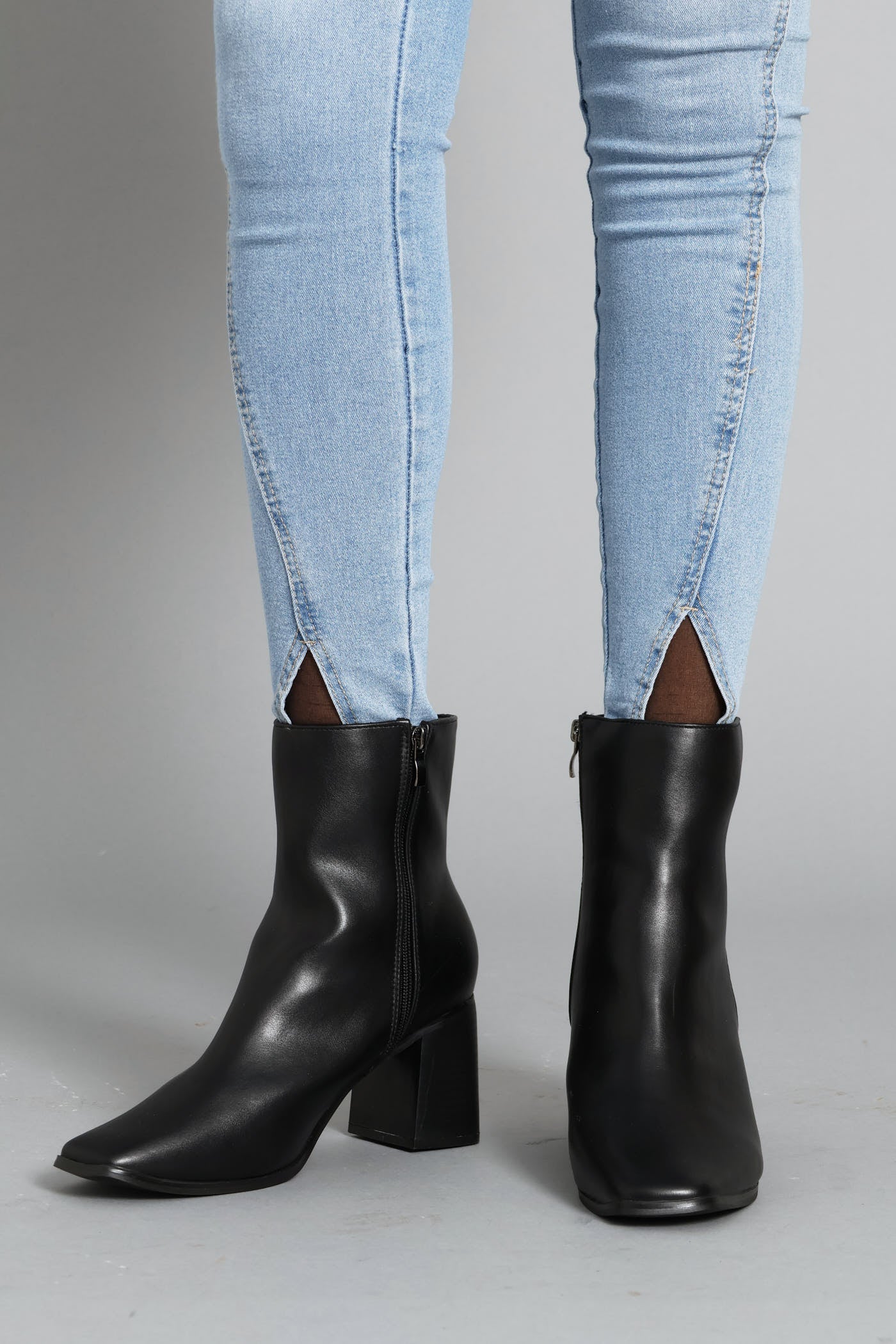 Classic Square Toe Ankle Boot - Black - Image 3