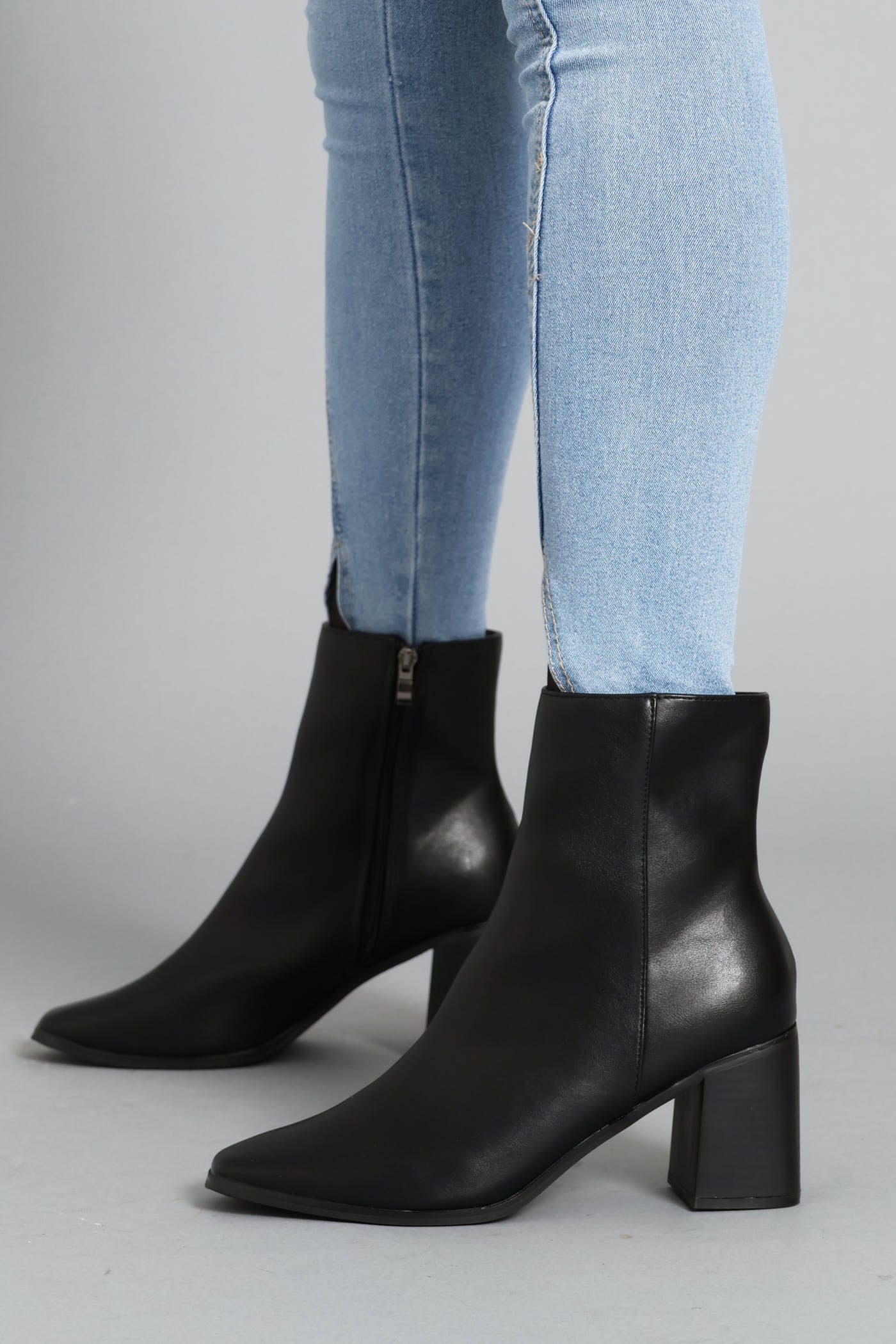 Classic Square Toe Ankle Boot - Black - Image 4