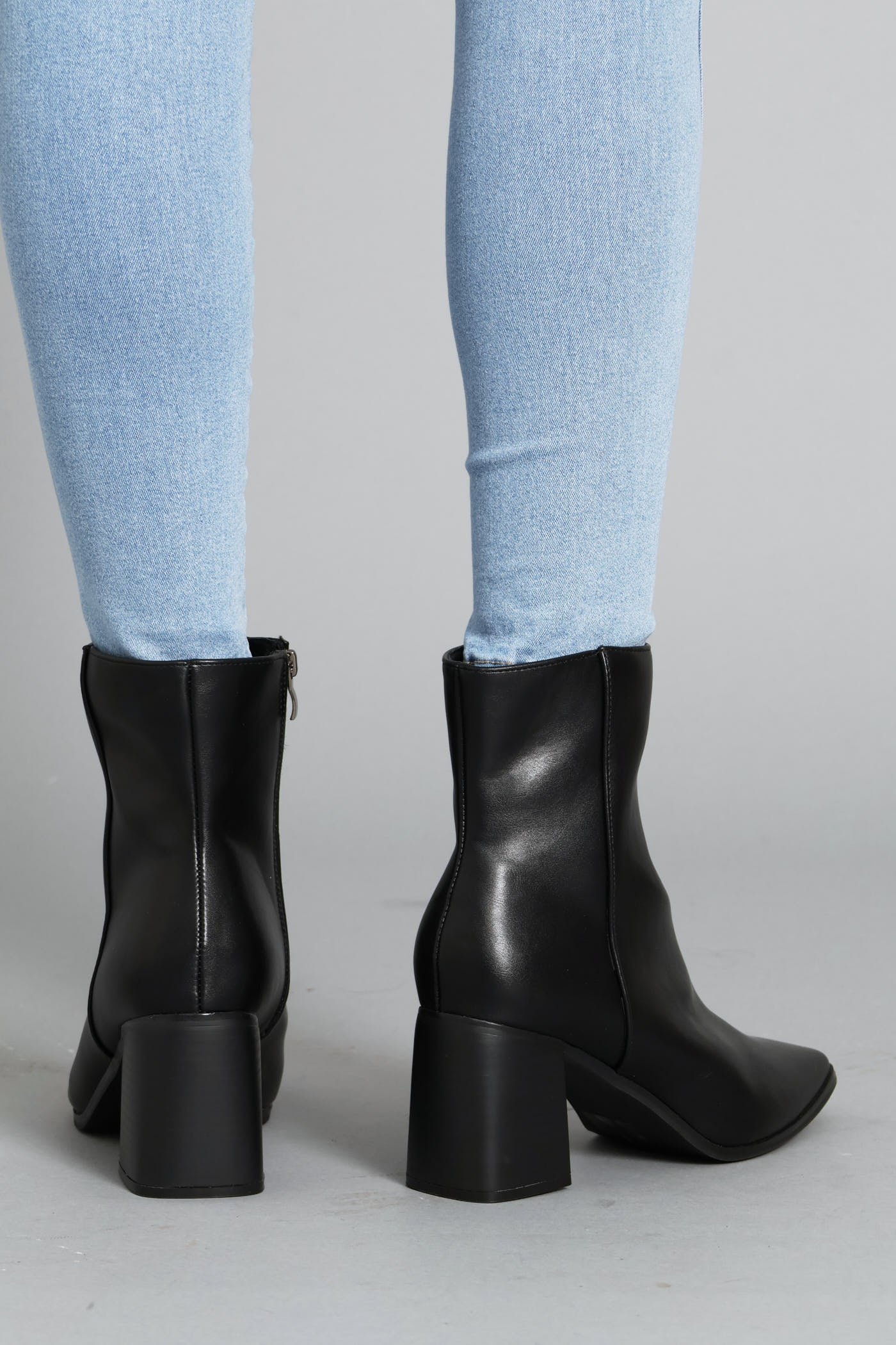 Classic Square Toe Ankle Boot - Black - Image 5