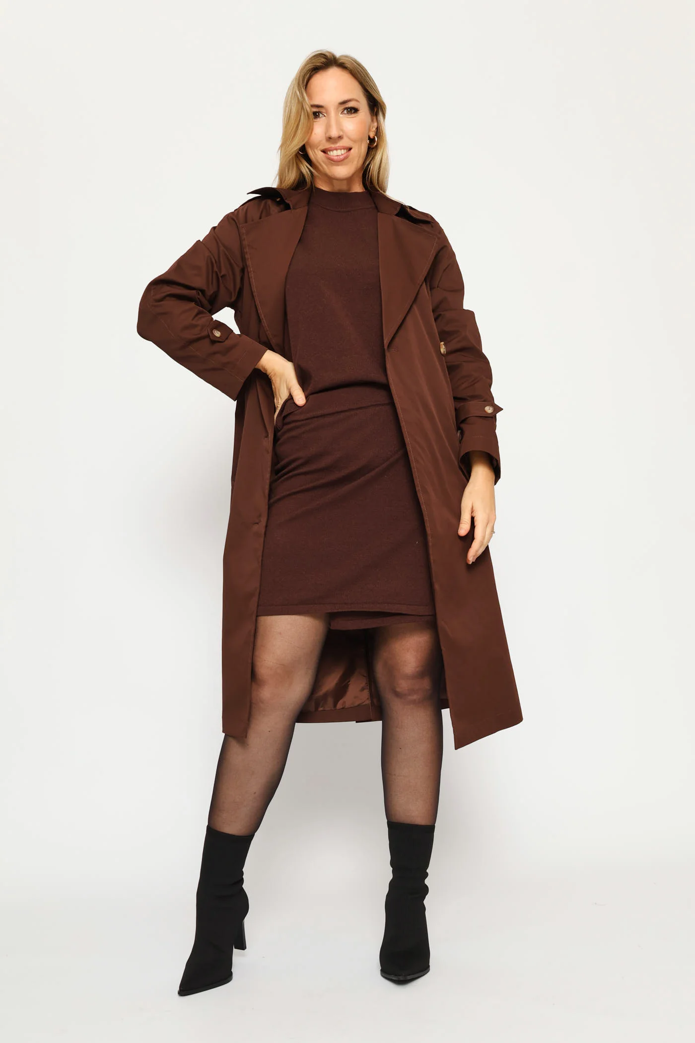 Classic Trench Coat - Dark Chocolate - Image 5