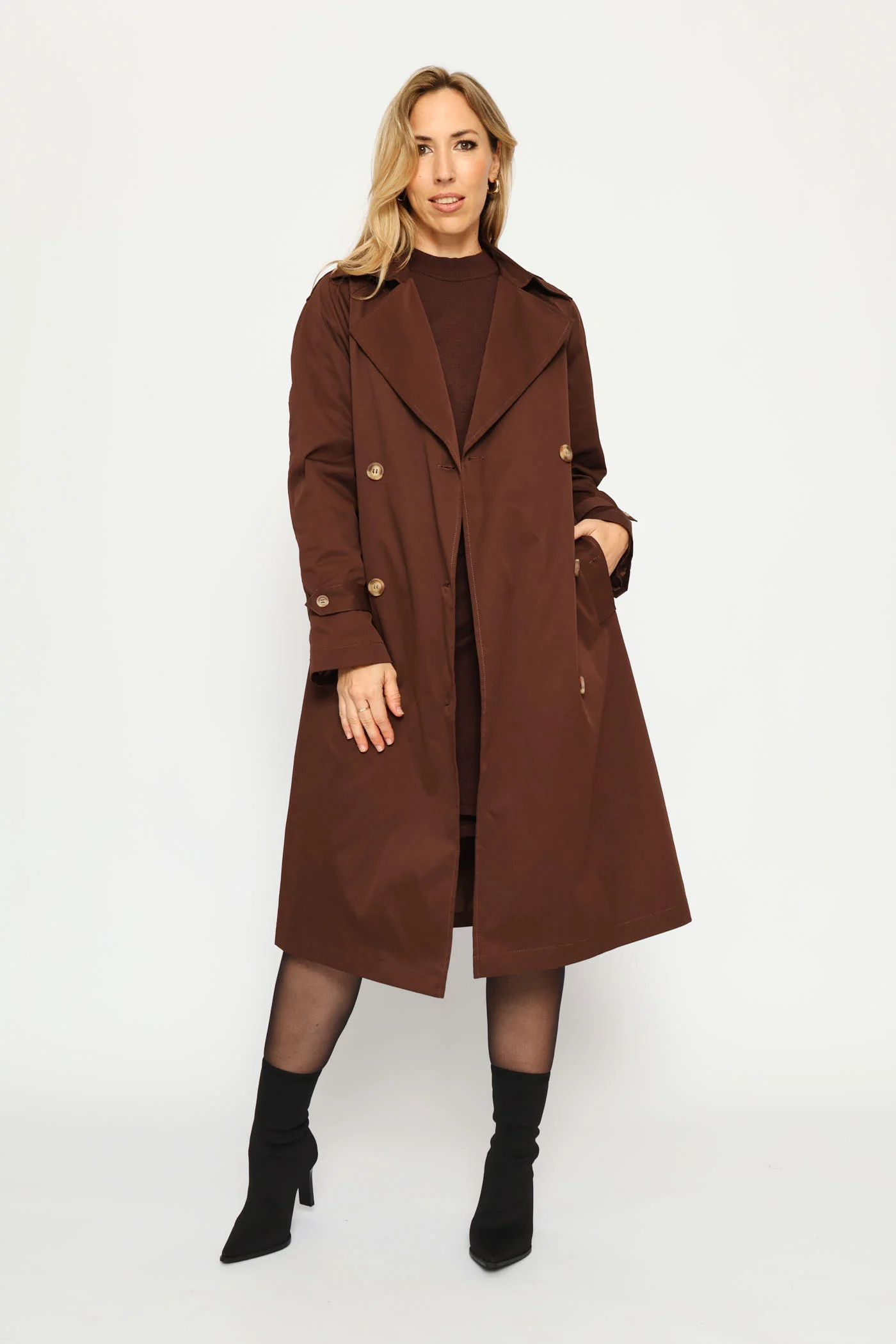 Classic Trench Coat - Dark Chocolate - Image 6
