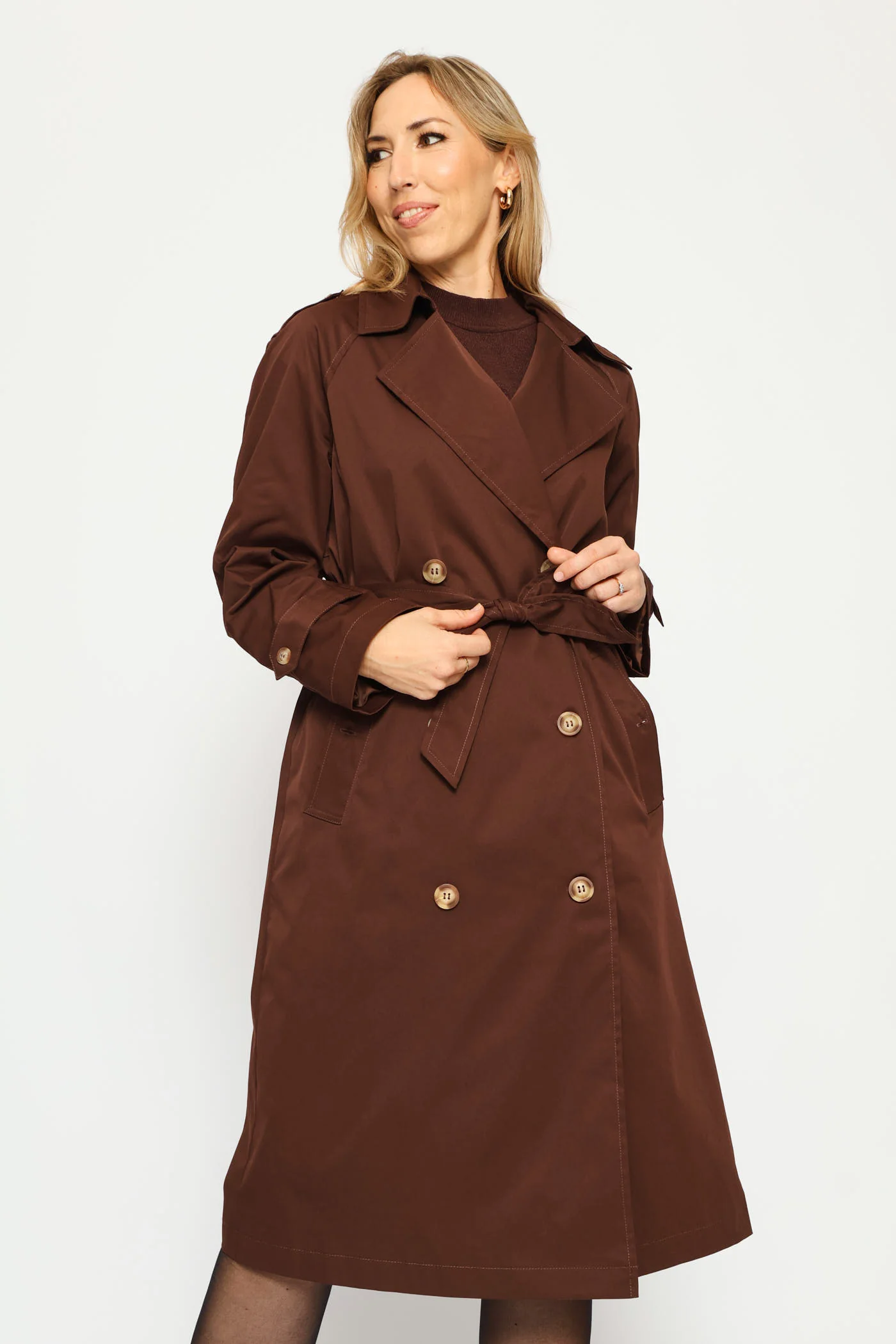 Classic Trench Coat - Dark Chocolate - Image 7