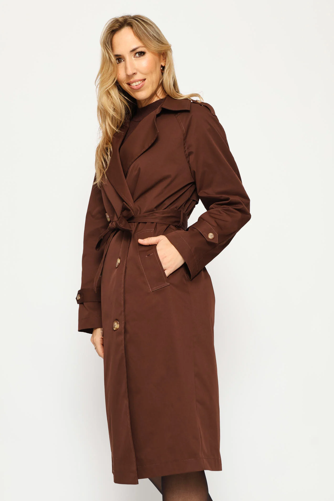 Classic Trench Coat - Dark Chocolate - Image 8