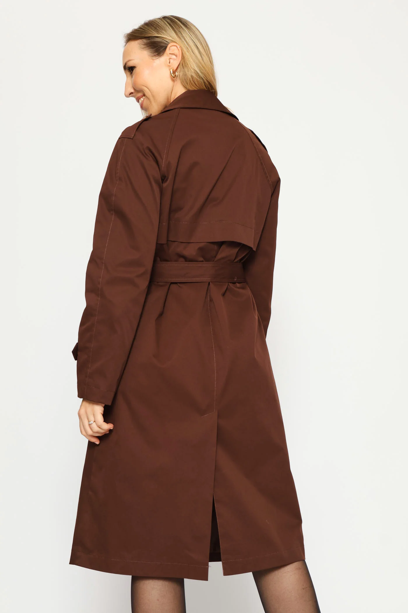 Classic Trench Coat - Dark Chocolate - Image 9