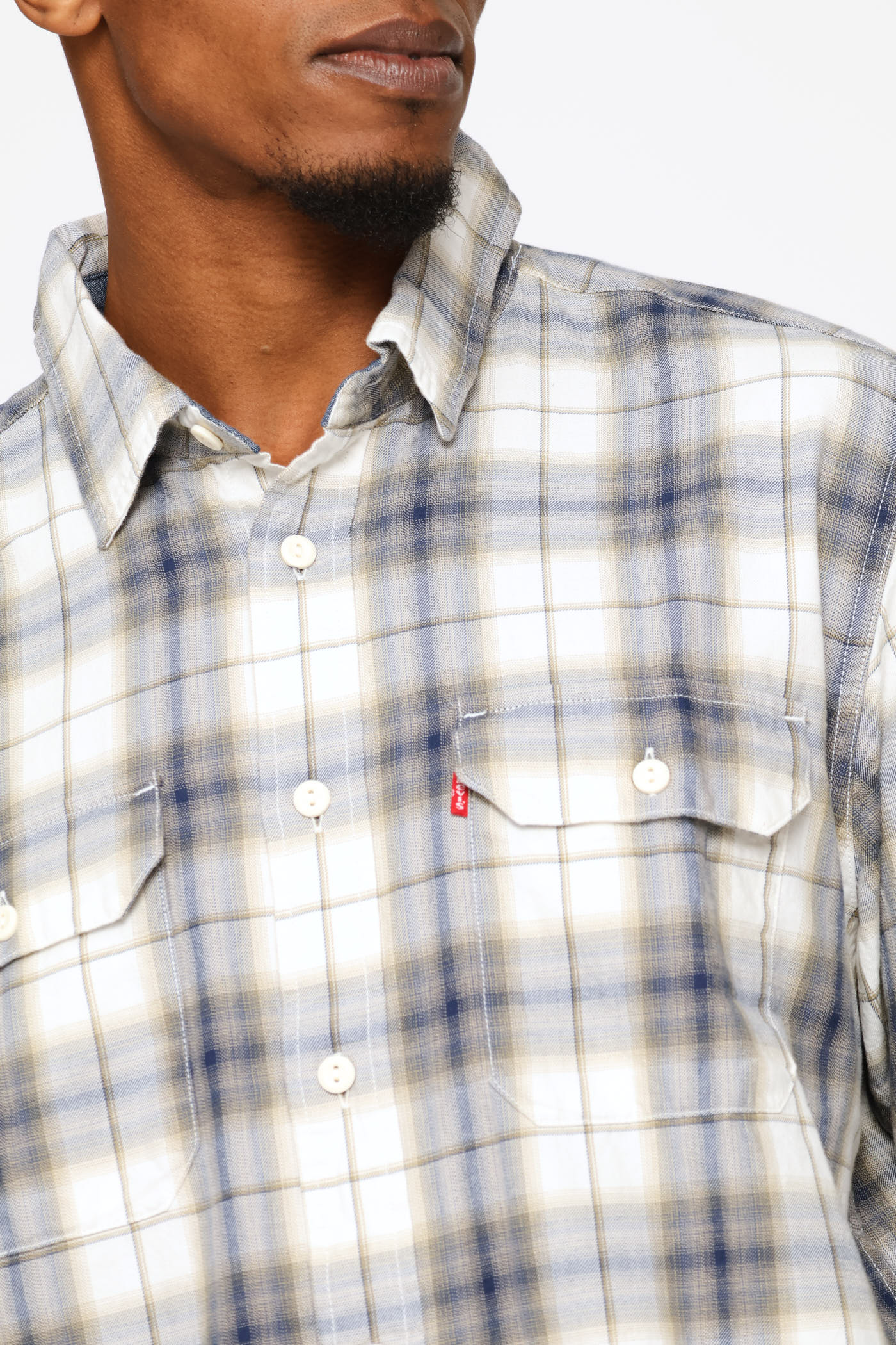 Classic Worker Ehsan Plaid Egret Shirt - Blue - Image 2