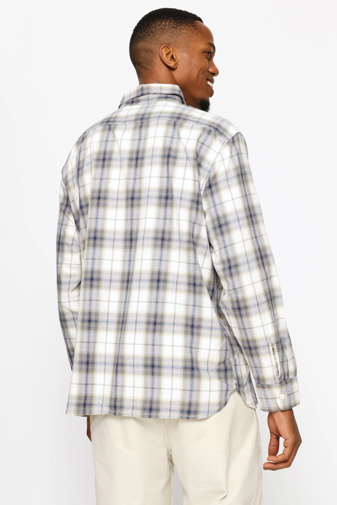 Classic Worker Ehsan Plaid Egret Shirt - Blue - Image 5